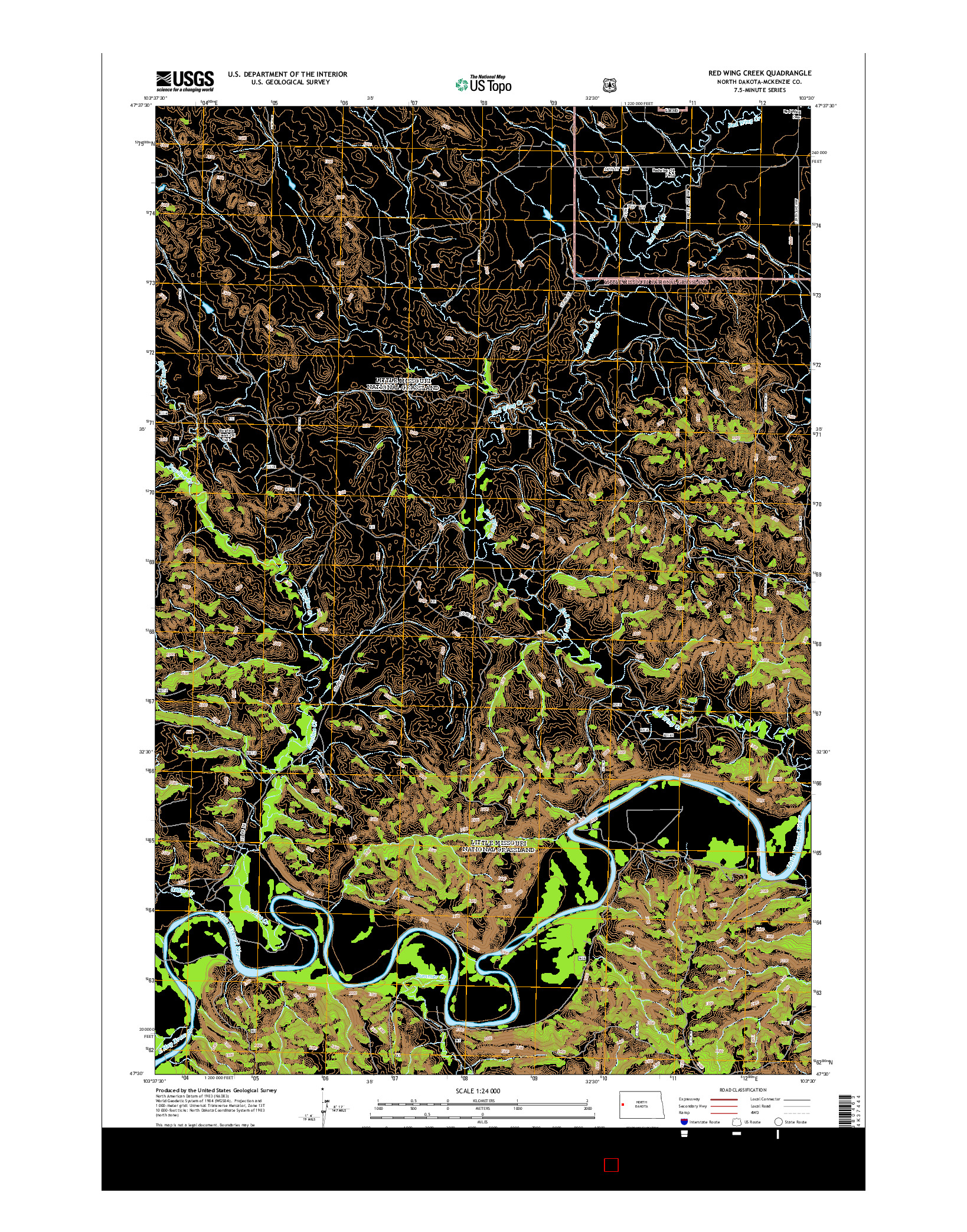 USGS US TOPO 7.5-MINUTE MAP FOR RED WING CREEK, ND 2014