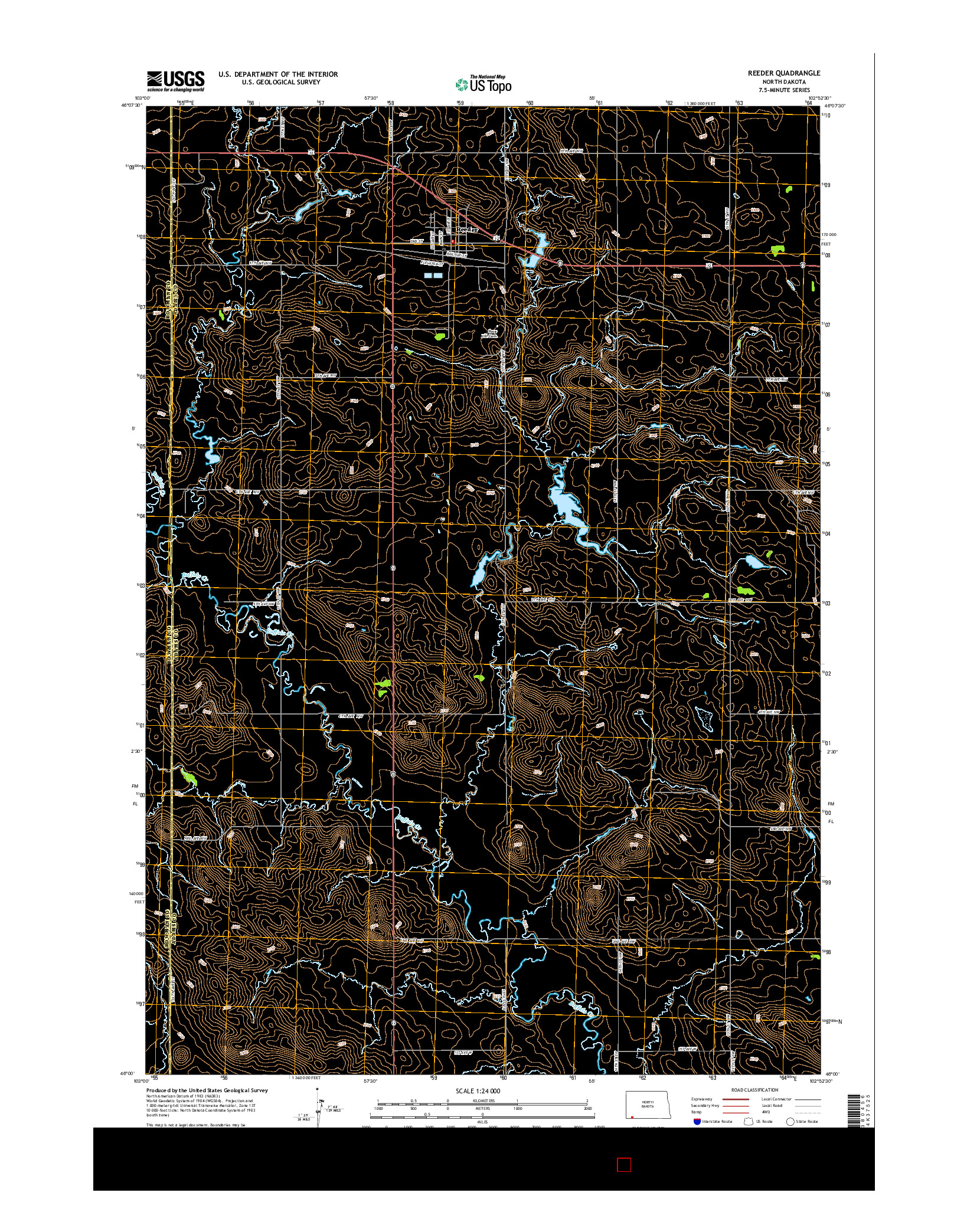 USGS US TOPO 7.5-MINUTE MAP FOR REEDER, ND 2014