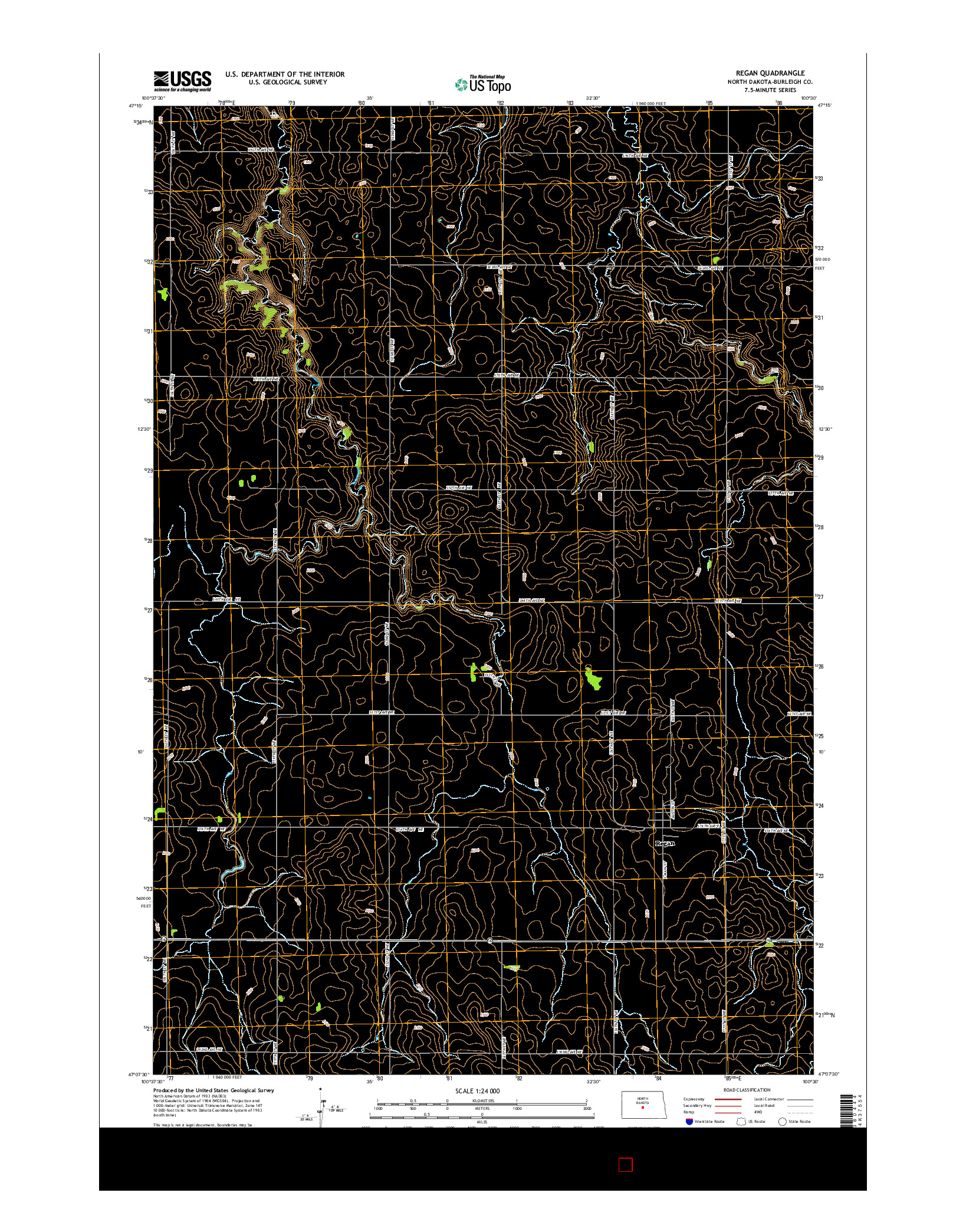 USGS US TOPO 7.5-MINUTE MAP FOR REGAN, ND 2014