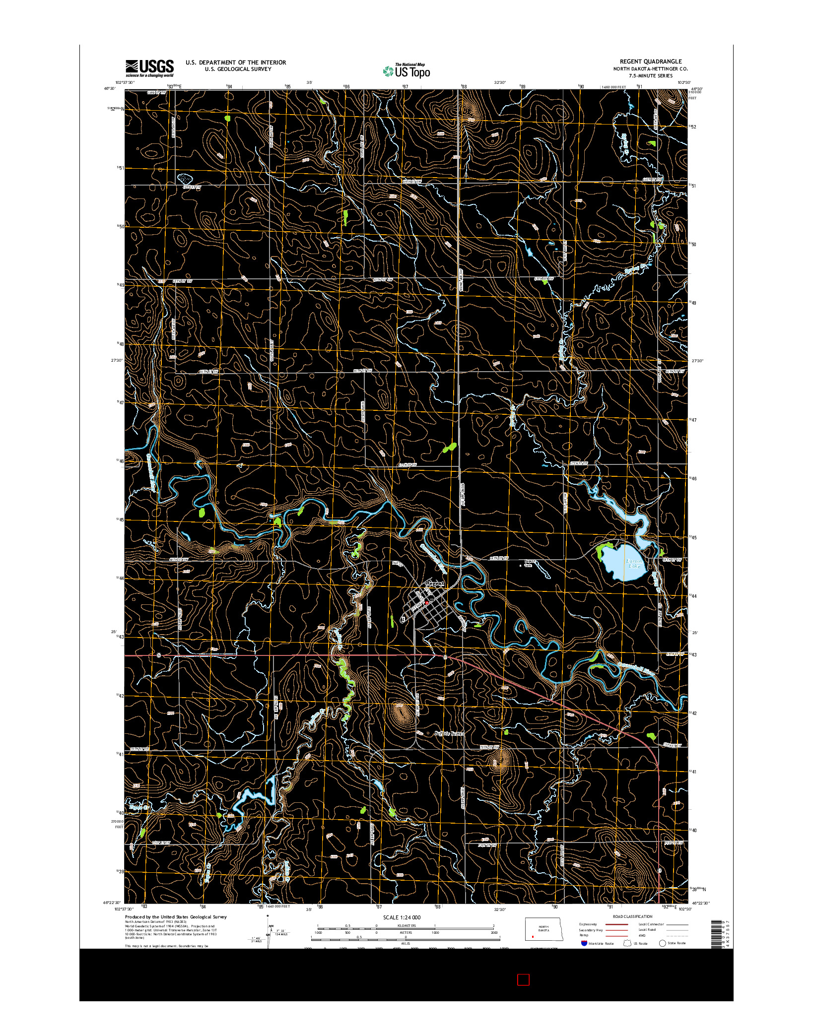 USGS US TOPO 7.5-MINUTE MAP FOR REGENT, ND 2014