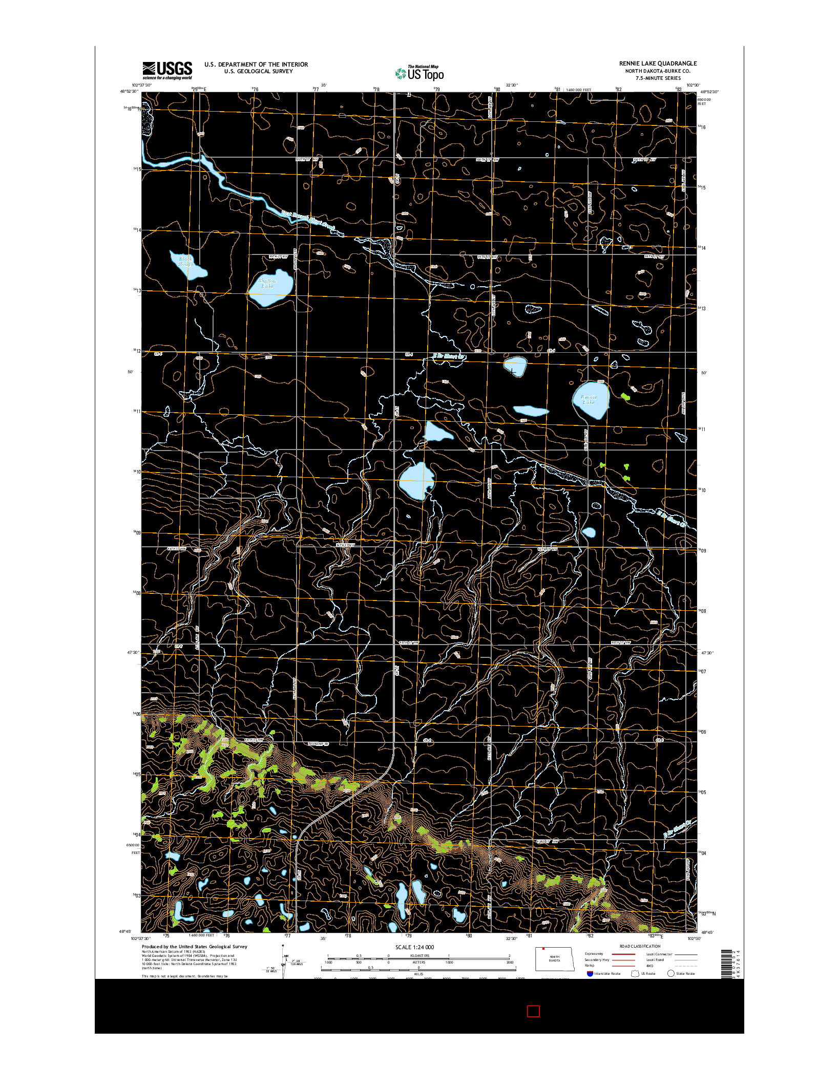 USGS US TOPO 7.5-MINUTE MAP FOR RENNIE LAKE, ND 2014