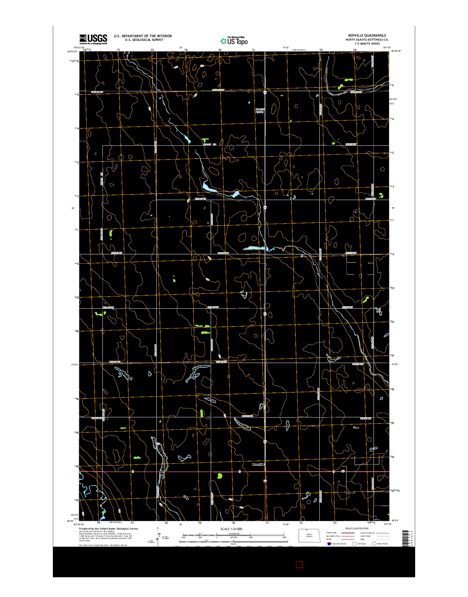 USGS US TOPO 7.5-MINUTE MAP FOR RENVILLE, ND 2014