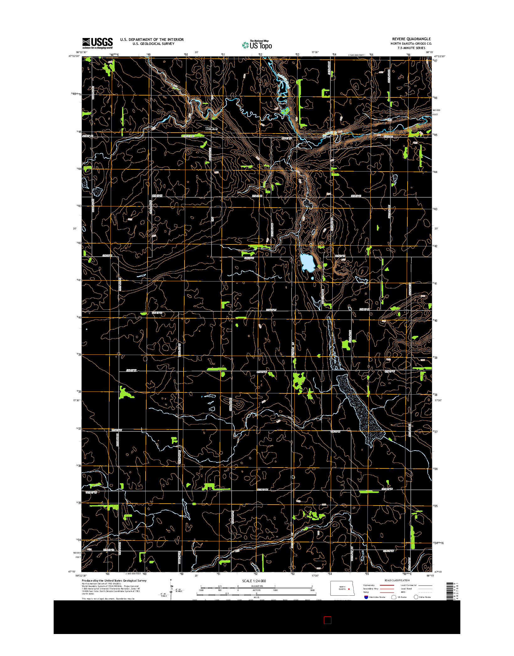 USGS US TOPO 7.5-MINUTE MAP FOR REVERE, ND 2014