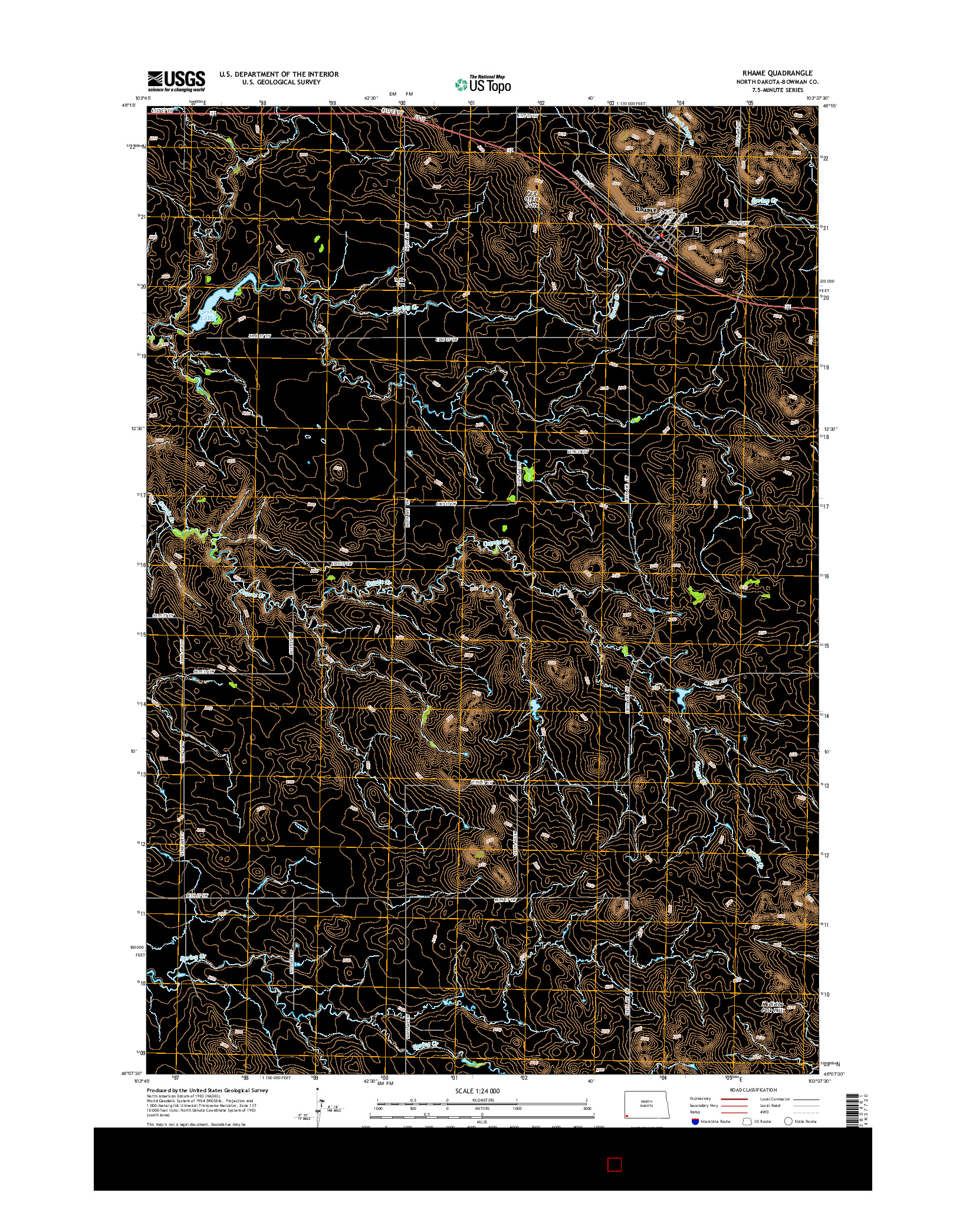 USGS US TOPO 7.5-MINUTE MAP FOR RHAME, ND 2014