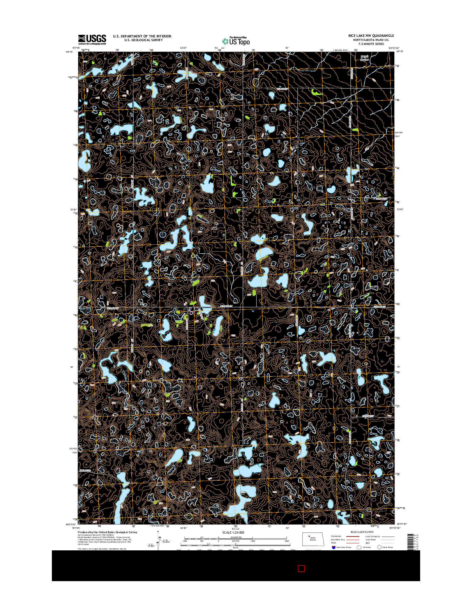 USGS US TOPO 7.5-MINUTE MAP FOR RICE LAKE NW, ND 2014