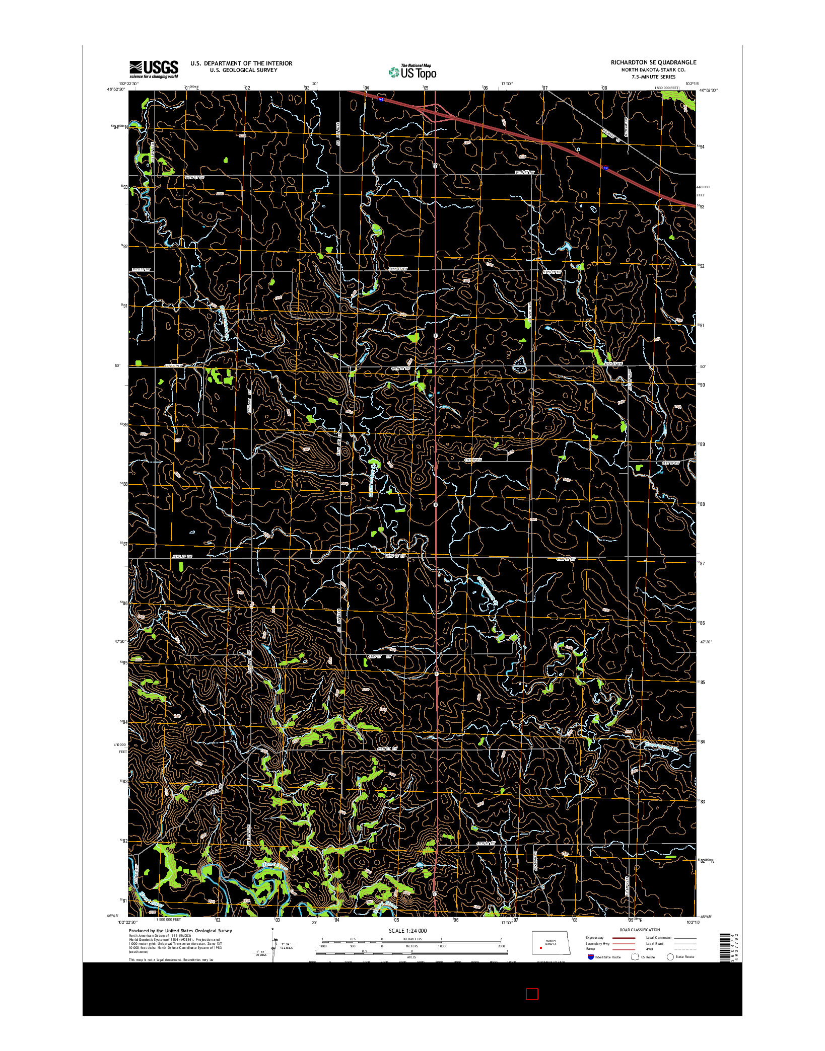 USGS US TOPO 7.5-MINUTE MAP FOR RICHARDTON SE, ND 2014