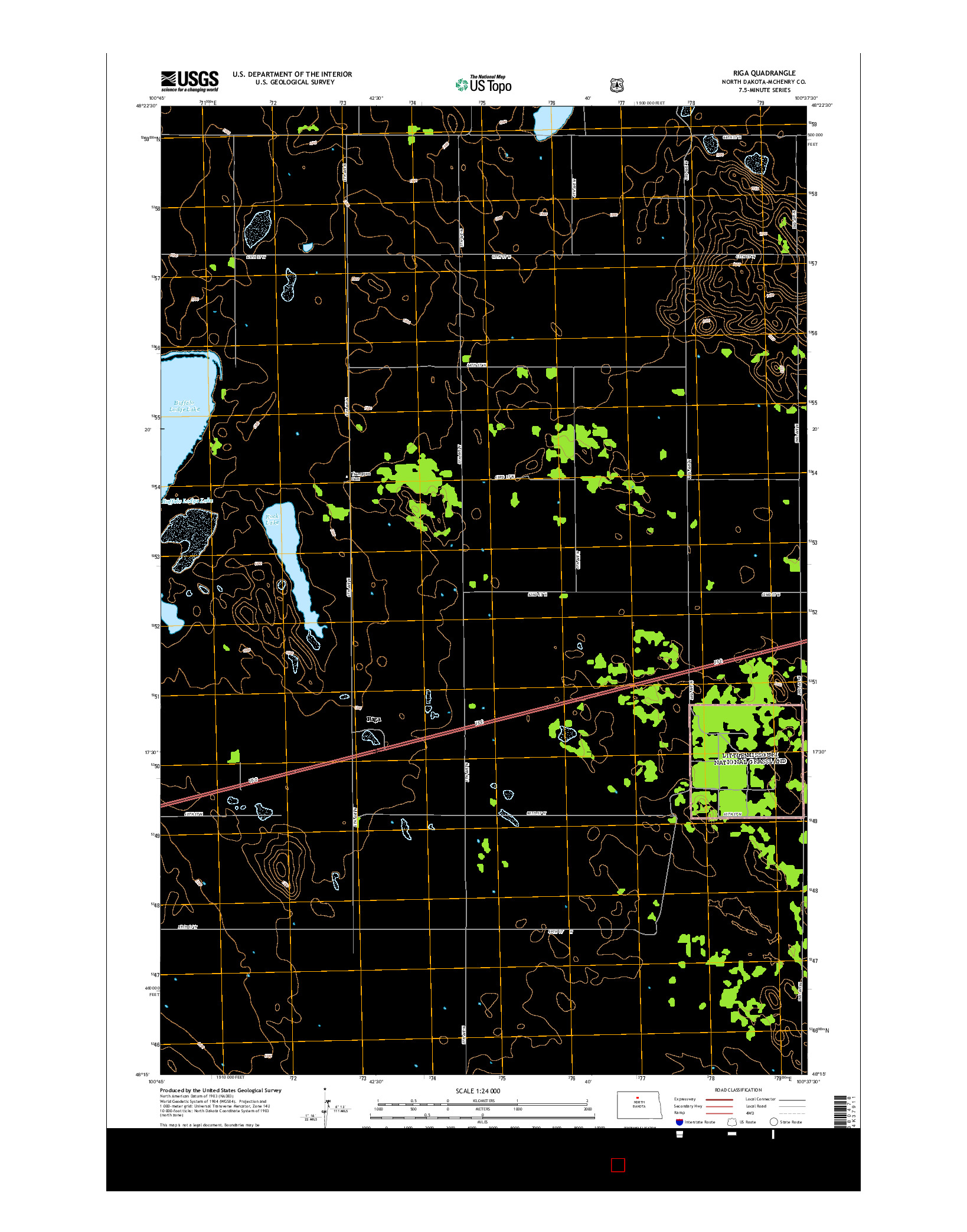 USGS US TOPO 7.5-MINUTE MAP FOR RIGA, ND 2014