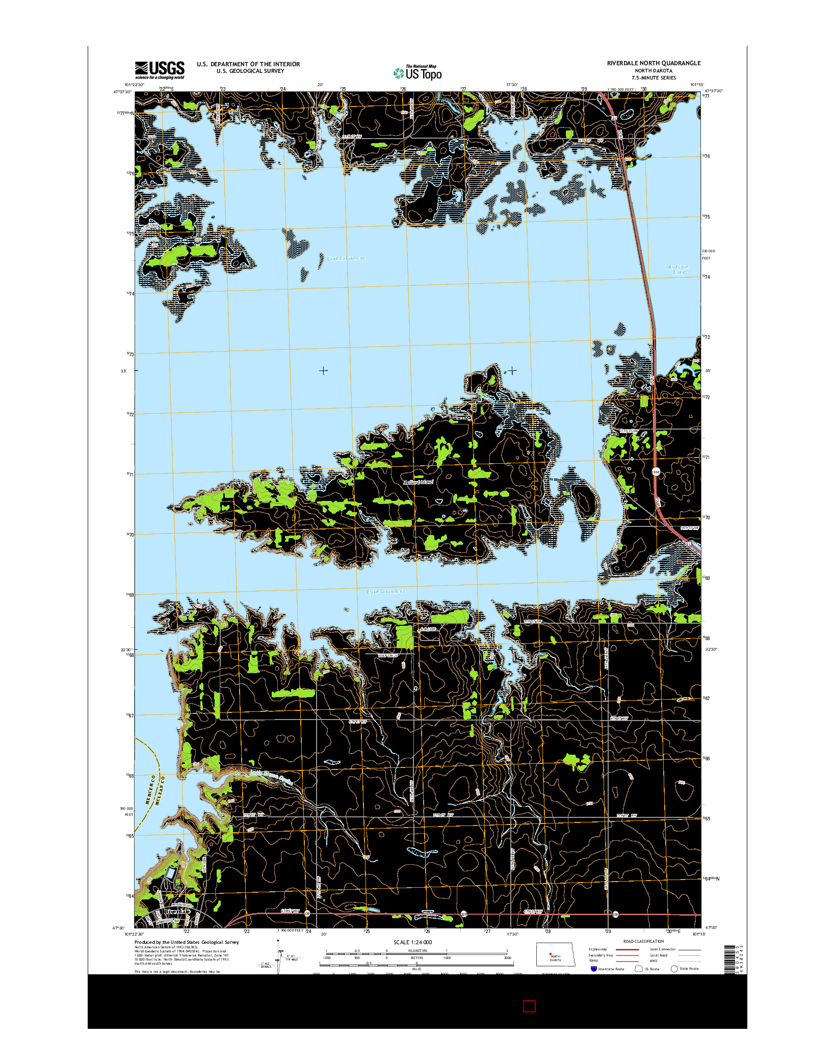 USGS US TOPO 7.5-MINUTE MAP FOR RIVERDALE NORTH, ND 2014