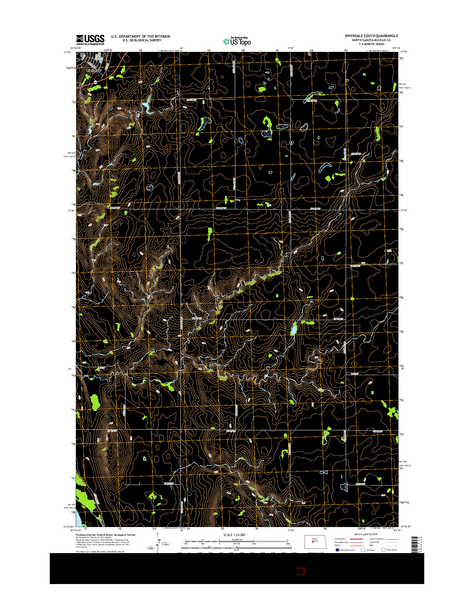 USGS US TOPO 7.5-MINUTE MAP FOR RIVERDALE SOUTH, ND 2014