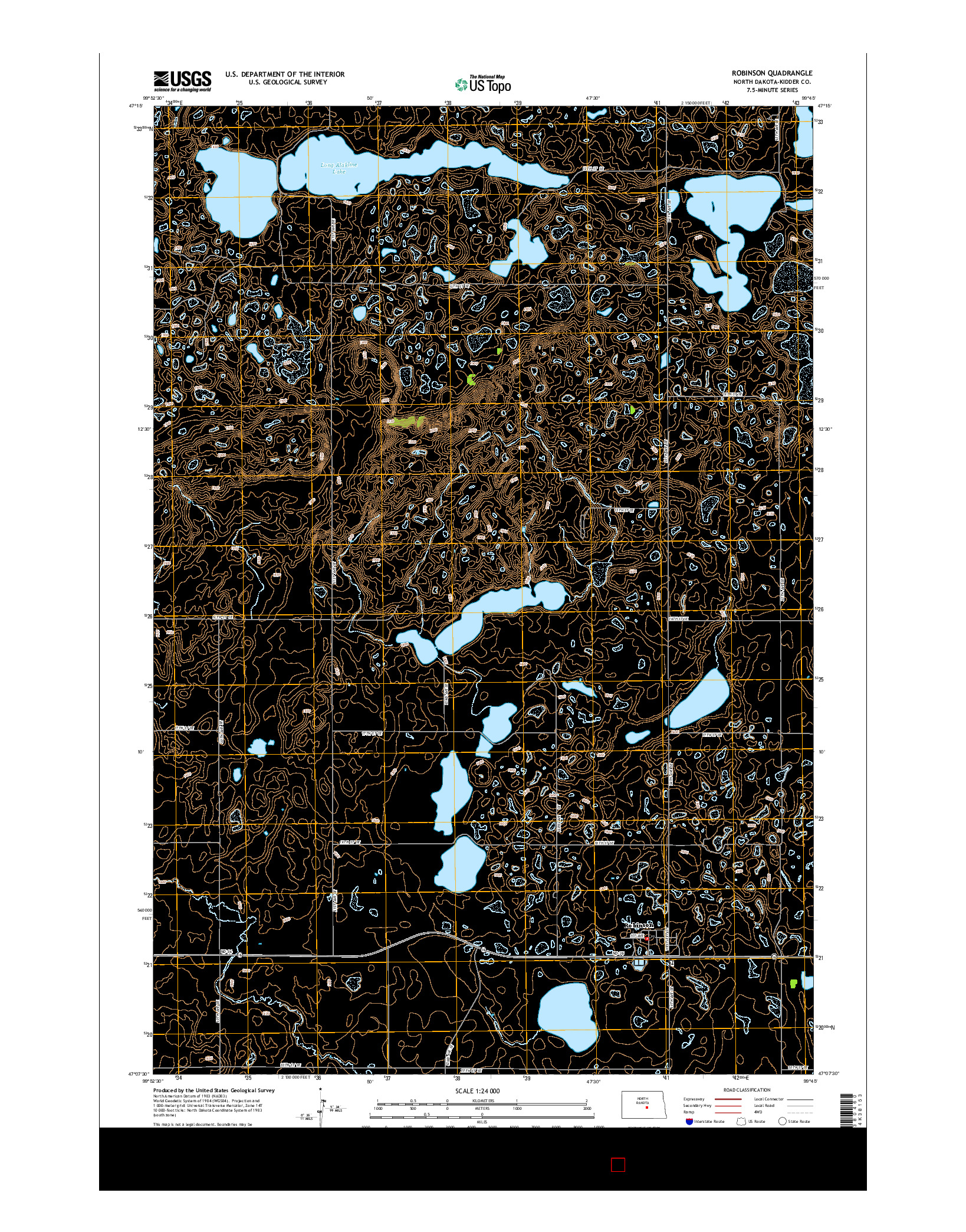 USGS US TOPO 7.5-MINUTE MAP FOR ROBINSON, ND 2014