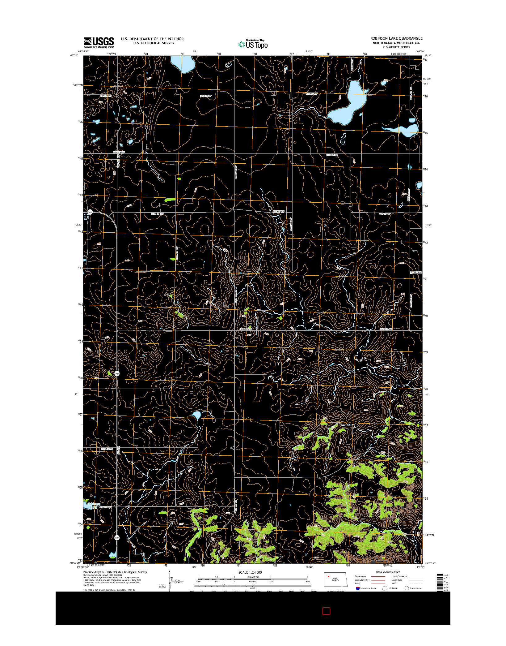 USGS US TOPO 7.5-MINUTE MAP FOR ROBINSON LAKE, ND 2014