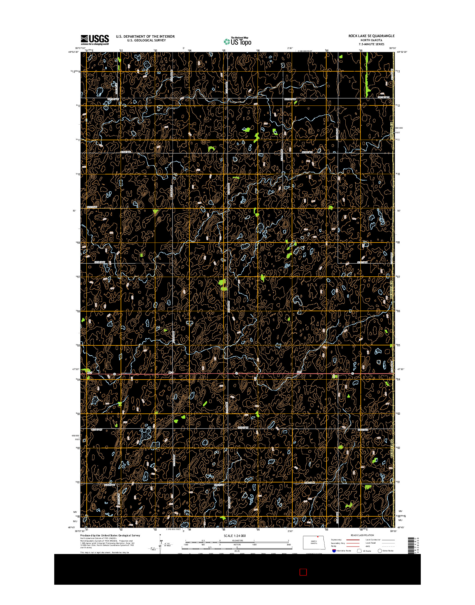 USGS US TOPO 7.5-MINUTE MAP FOR ROCK LAKE SE, ND 2014