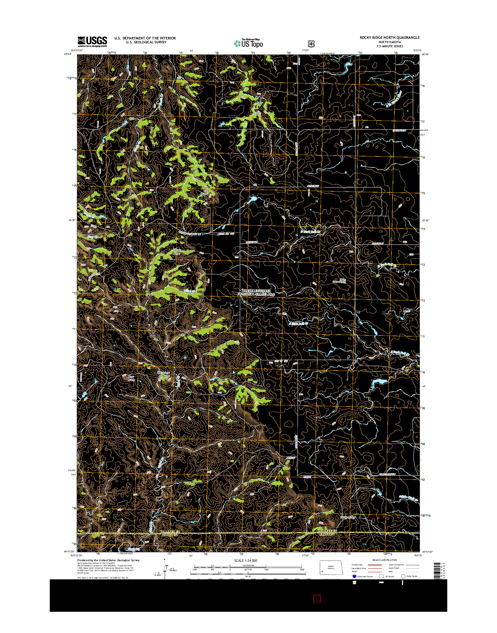 USGS US TOPO 7.5-MINUTE MAP FOR ROCKY RIDGE NORTH, ND 2014