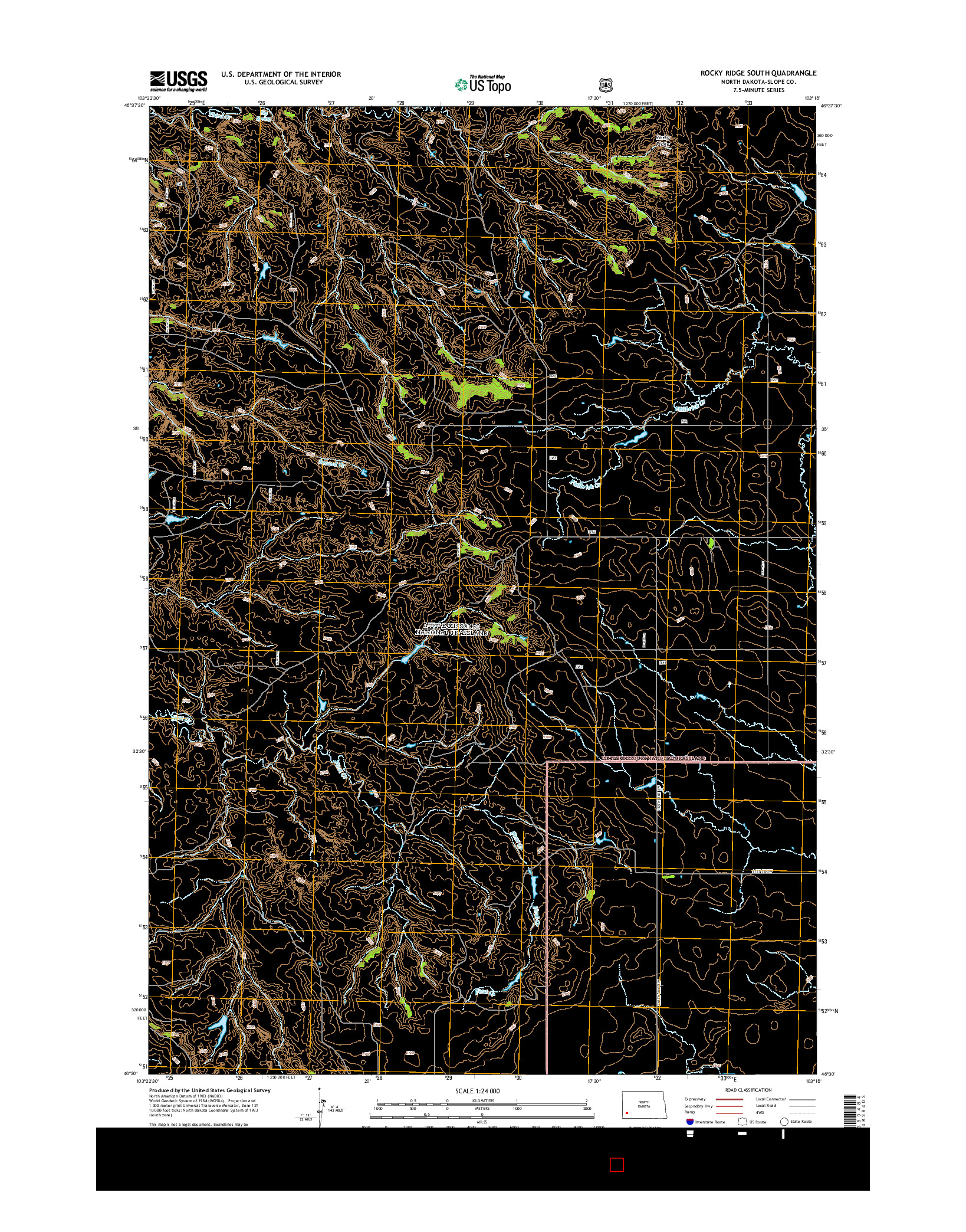 USGS US TOPO 7.5-MINUTE MAP FOR ROCKY RIDGE SOUTH, ND 2014