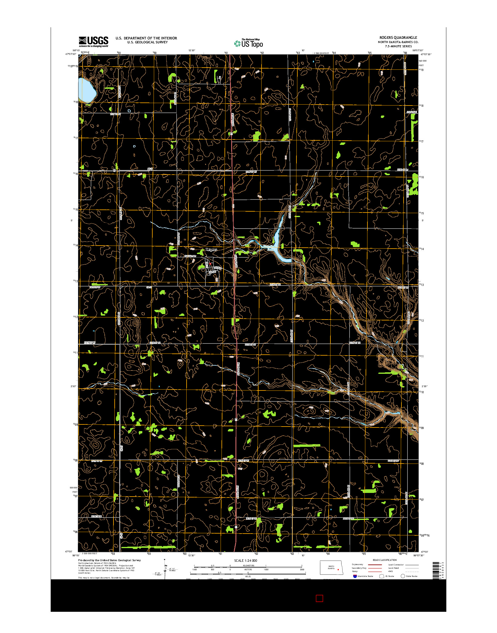 USGS US TOPO 7.5-MINUTE MAP FOR ROGERS, ND 2014