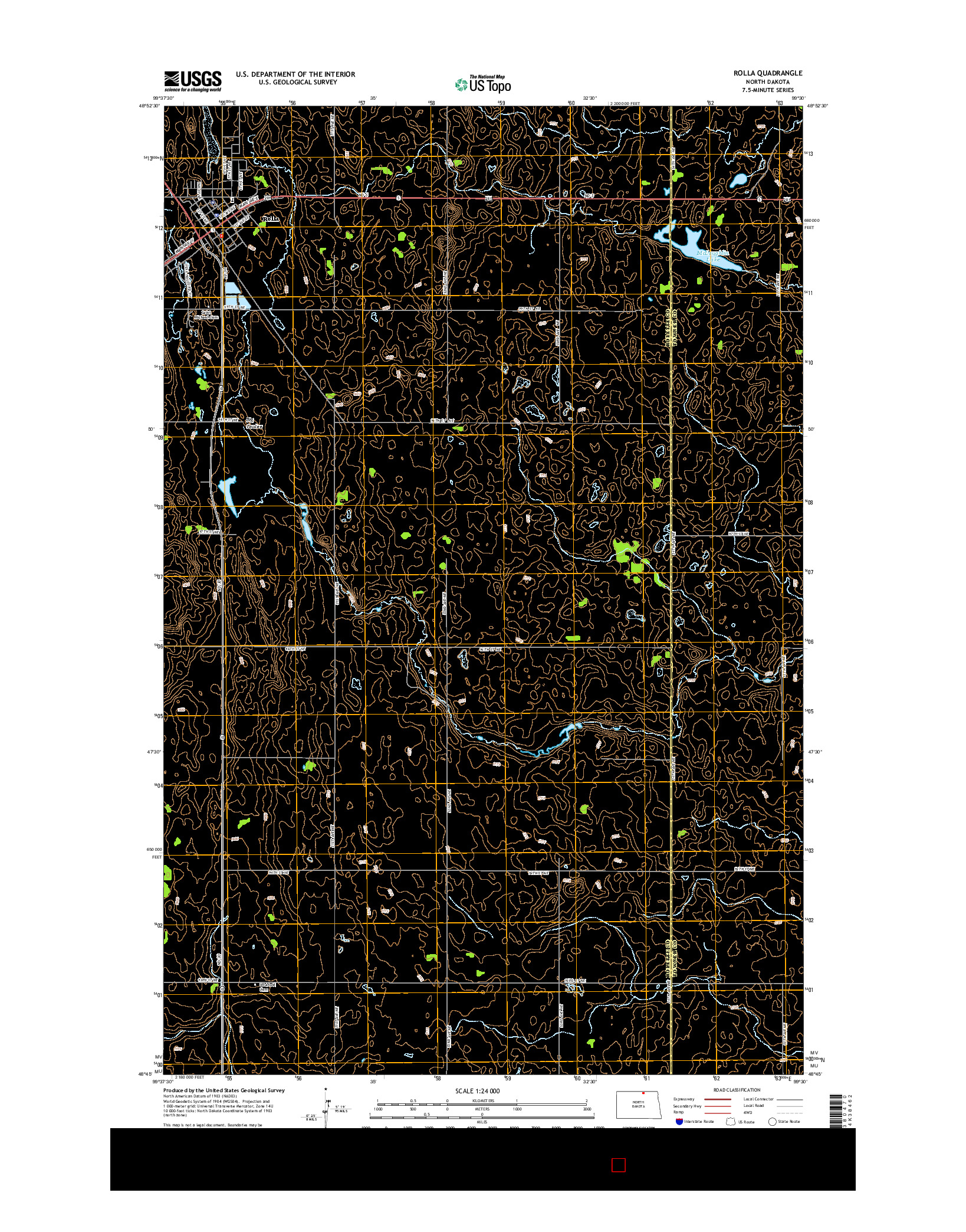 USGS US TOPO 7.5-MINUTE MAP FOR ROLLA, ND 2014