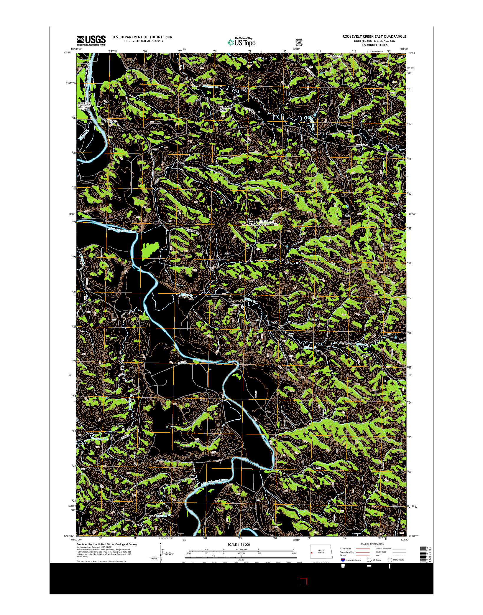 USGS US TOPO 7.5-MINUTE MAP FOR ROOSEVELT CREEK EAST, ND 2014