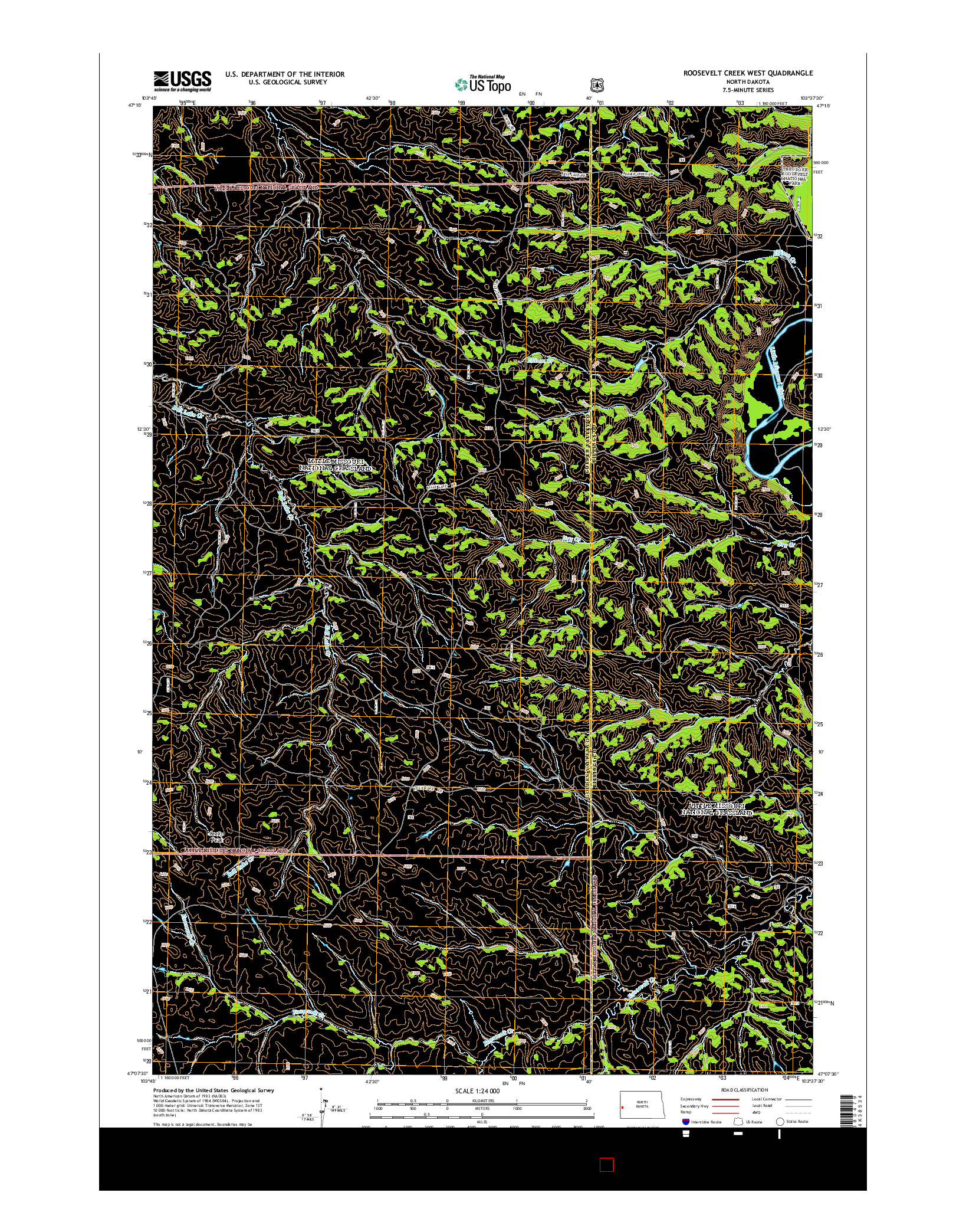 USGS US TOPO 7.5-MINUTE MAP FOR ROOSEVELT CREEK WEST, ND 2014