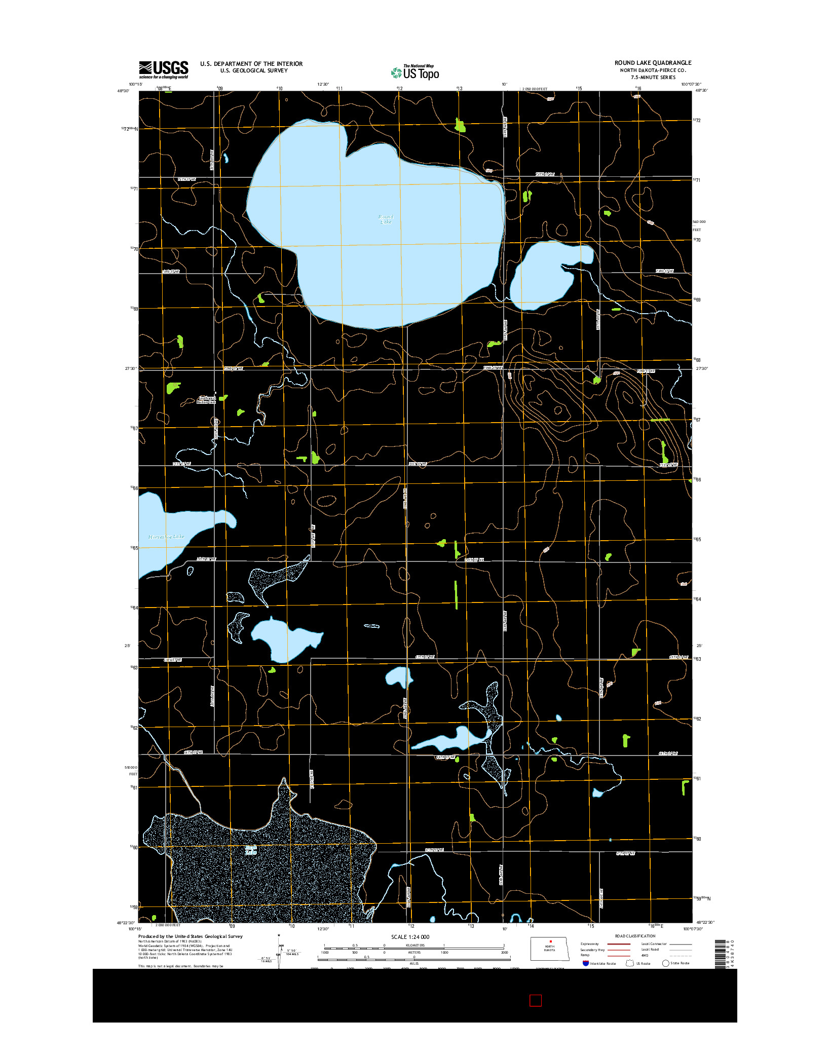 USGS US TOPO 7.5-MINUTE MAP FOR ROUND LAKE, ND 2014