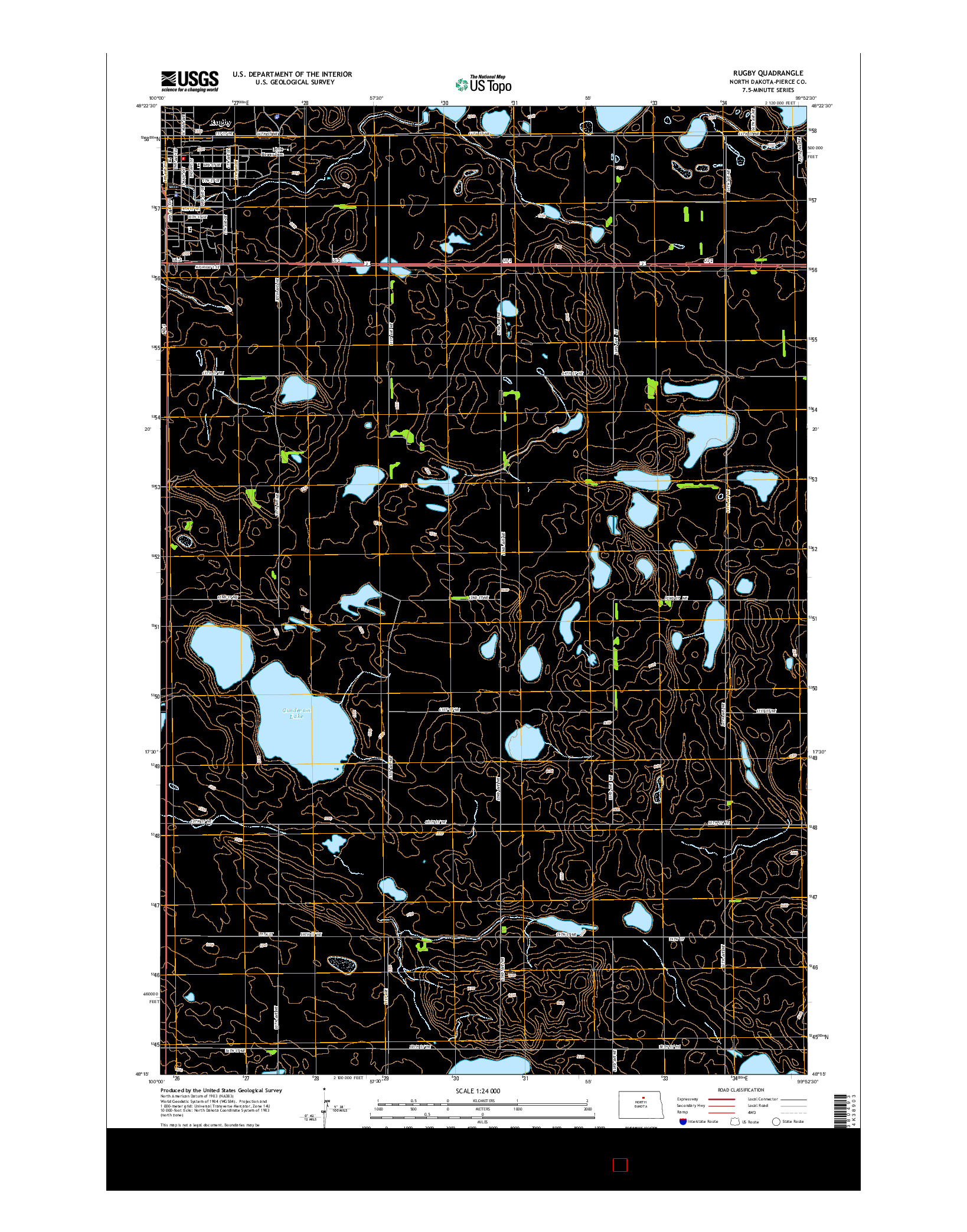 USGS US TOPO 7.5-MINUTE MAP FOR RUGBY, ND 2014