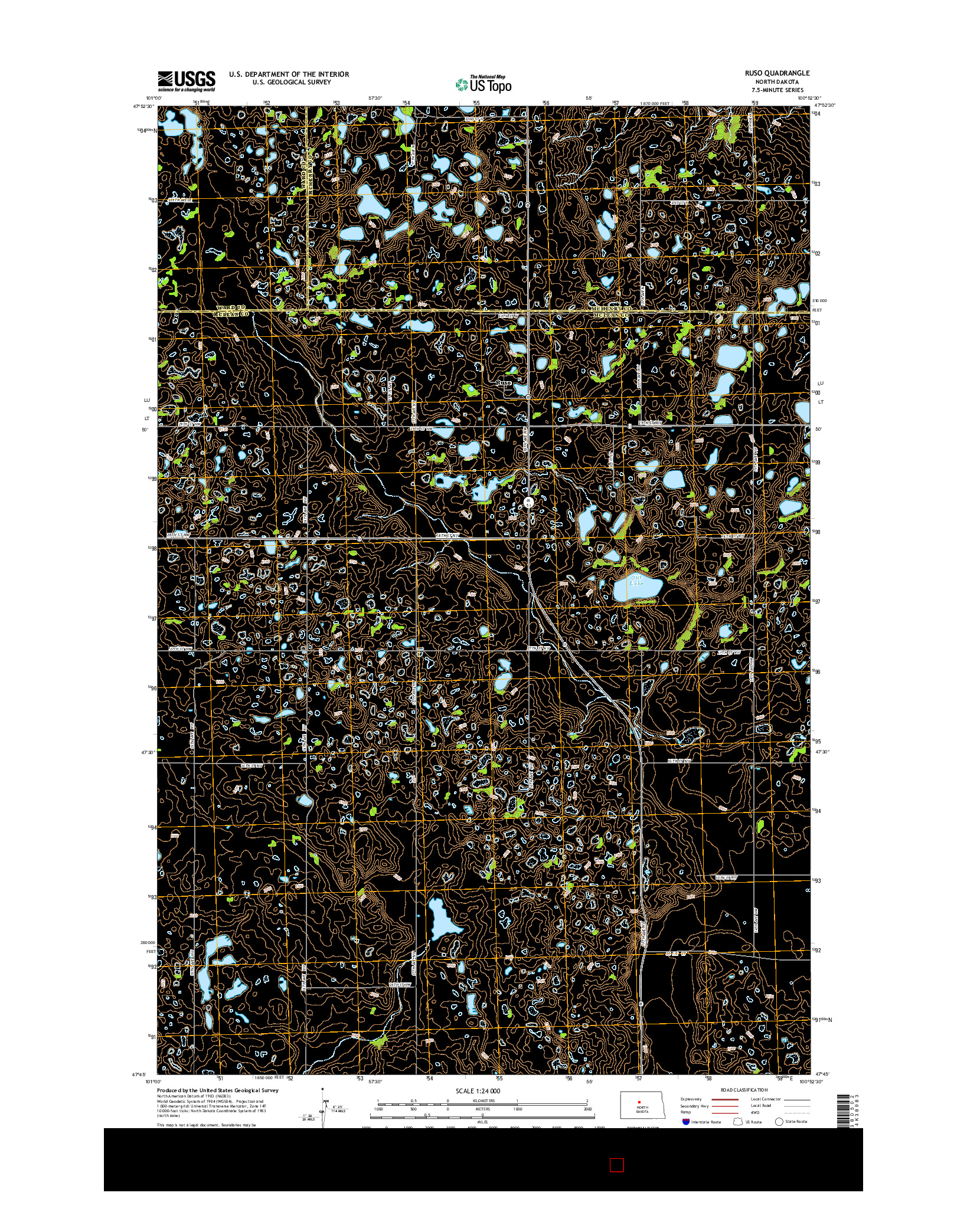 USGS US TOPO 7.5-MINUTE MAP FOR RUSO, ND 2014