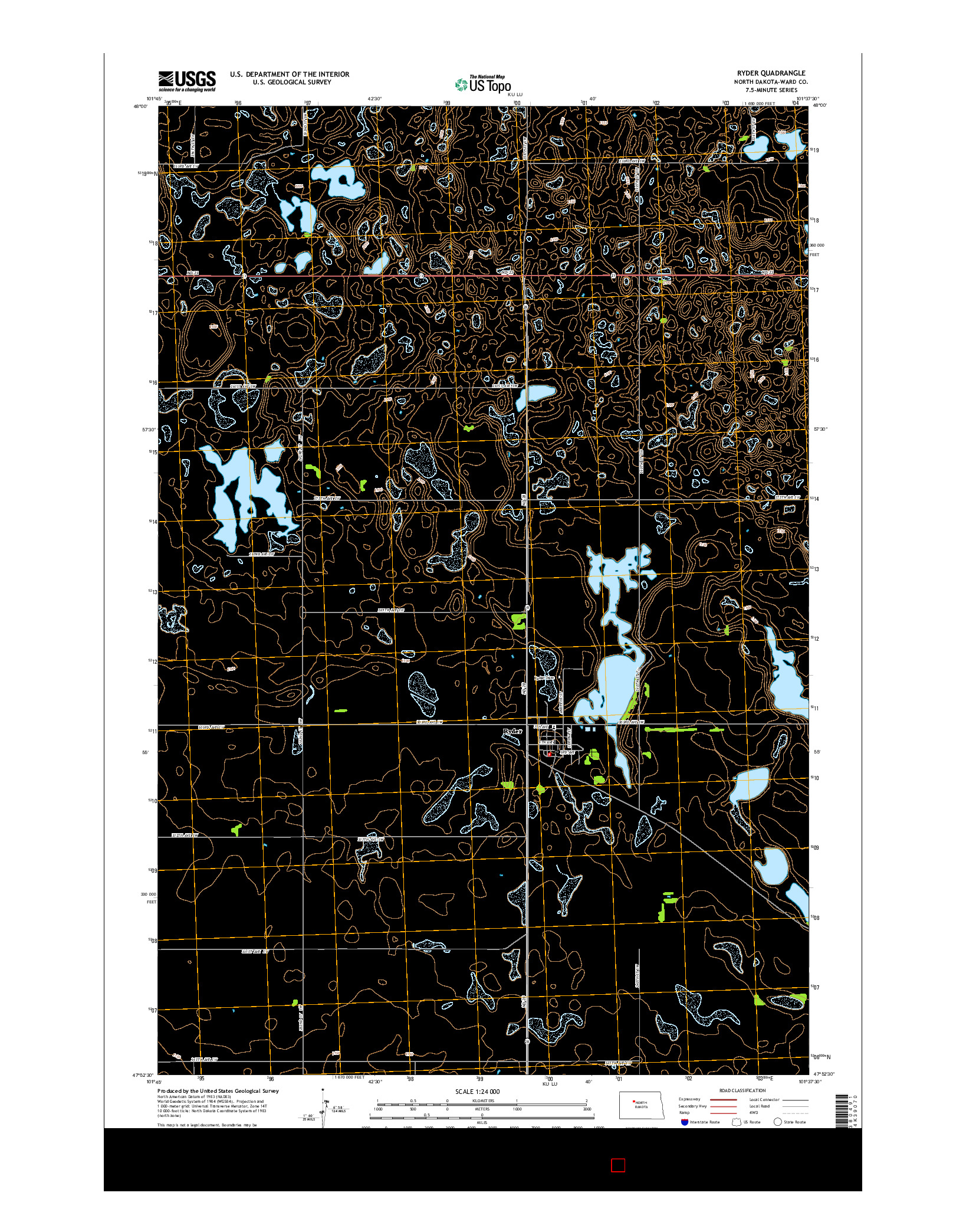 USGS US TOPO 7.5-MINUTE MAP FOR RYDER, ND 2014