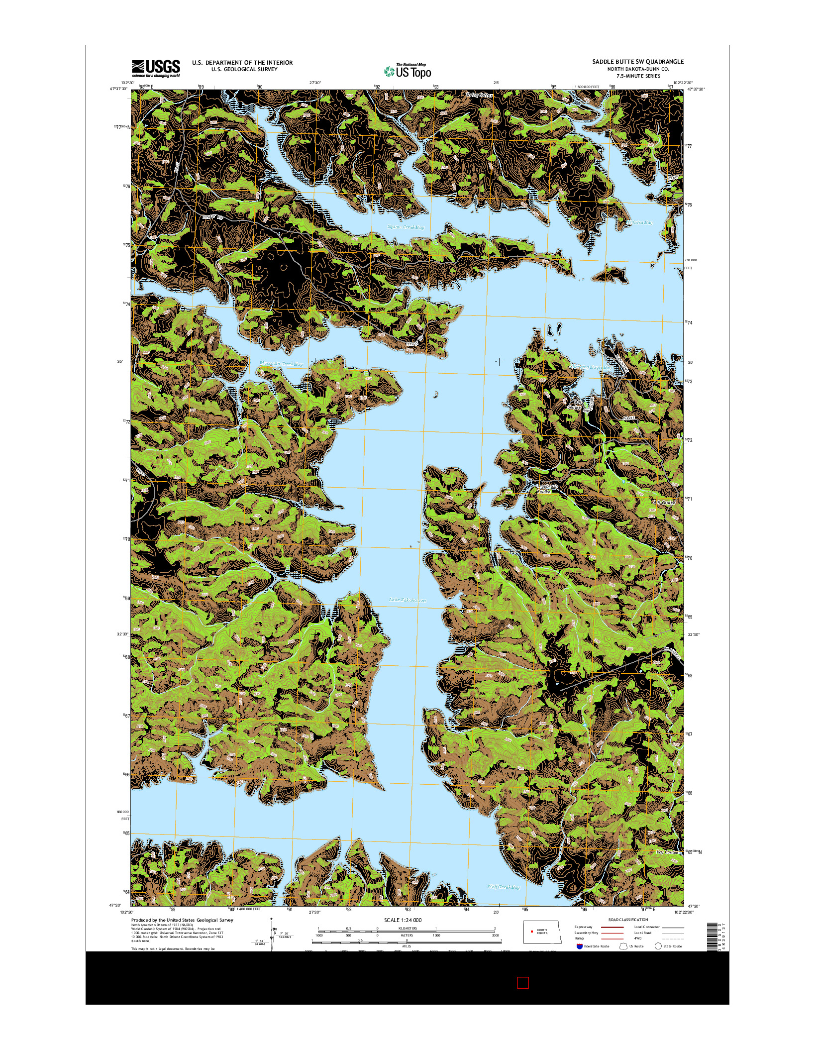 USGS US TOPO 7.5-MINUTE MAP FOR SADDLE BUTTE SW, ND 2014