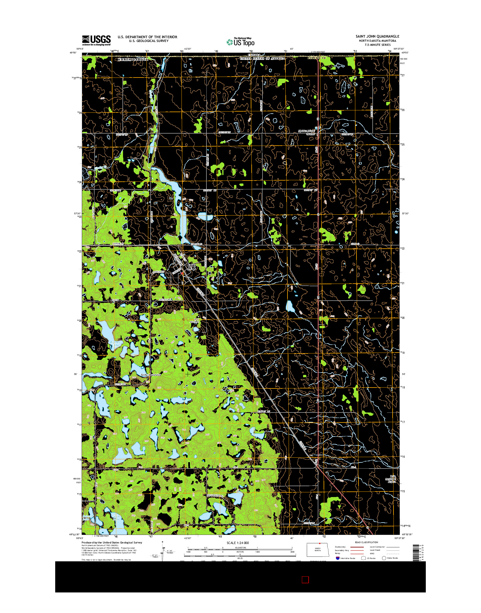 USGS US TOPO 7.5-MINUTE MAP FOR SAINT JOHN, ND-MB 2014