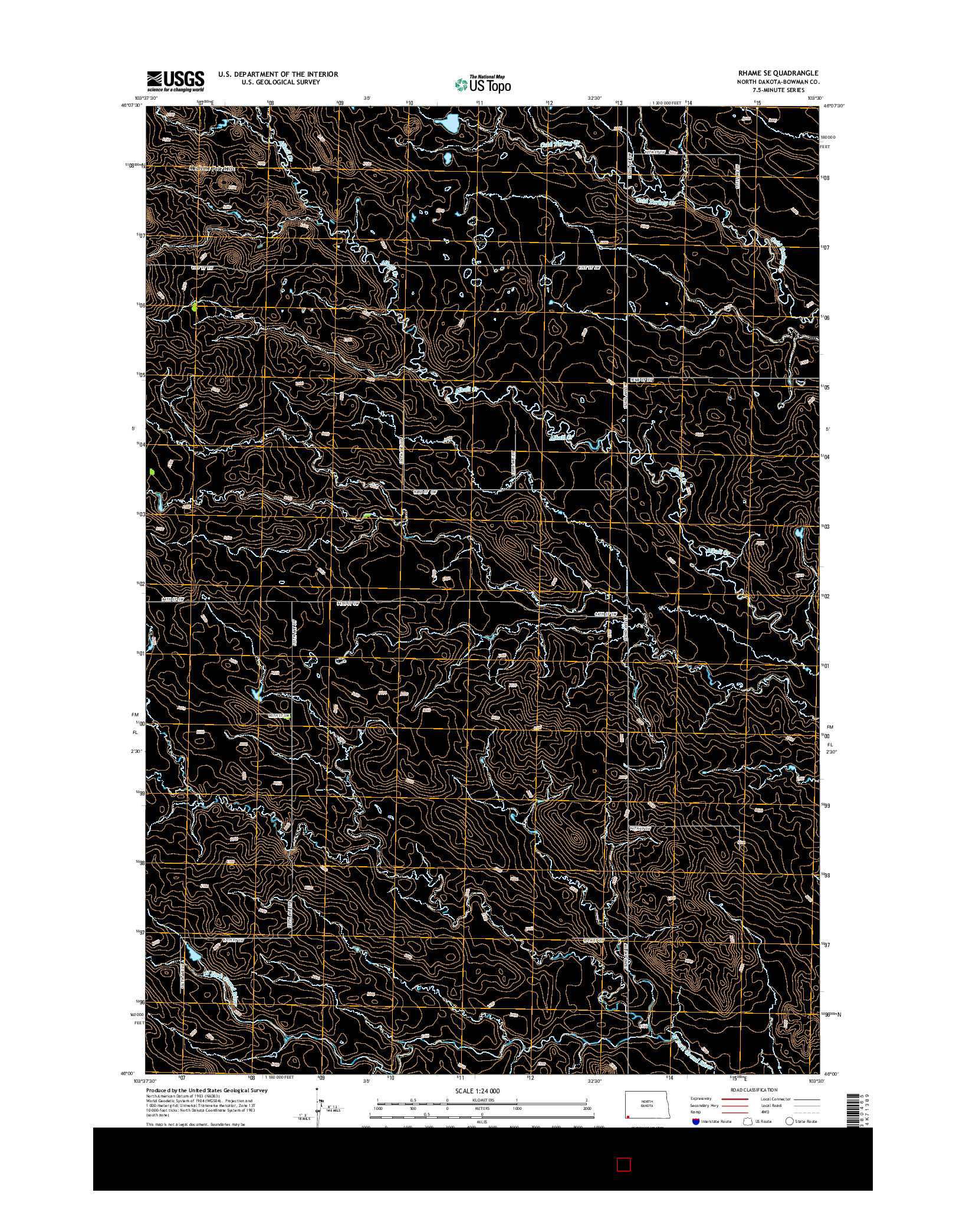 USGS US TOPO 7.5-MINUTE MAP FOR RHAME SE, ND 2014