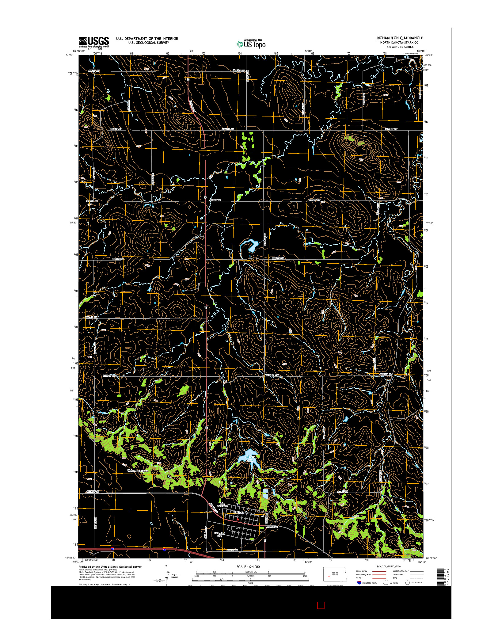 USGS US TOPO 7.5-MINUTE MAP FOR RICHARDTON, ND 2014