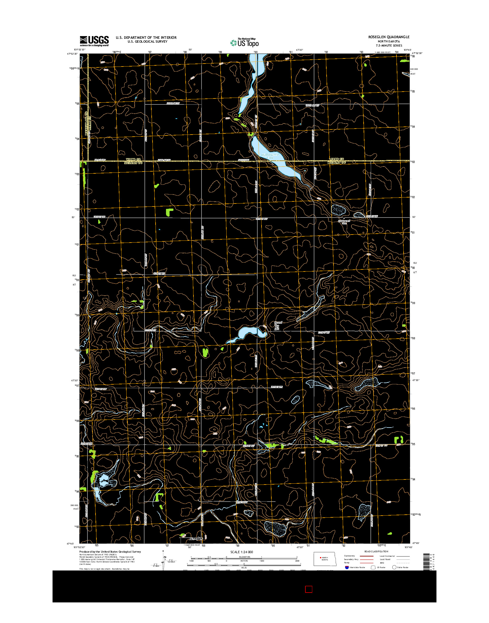 USGS US TOPO 7.5-MINUTE MAP FOR ROSEGLEN, ND 2014