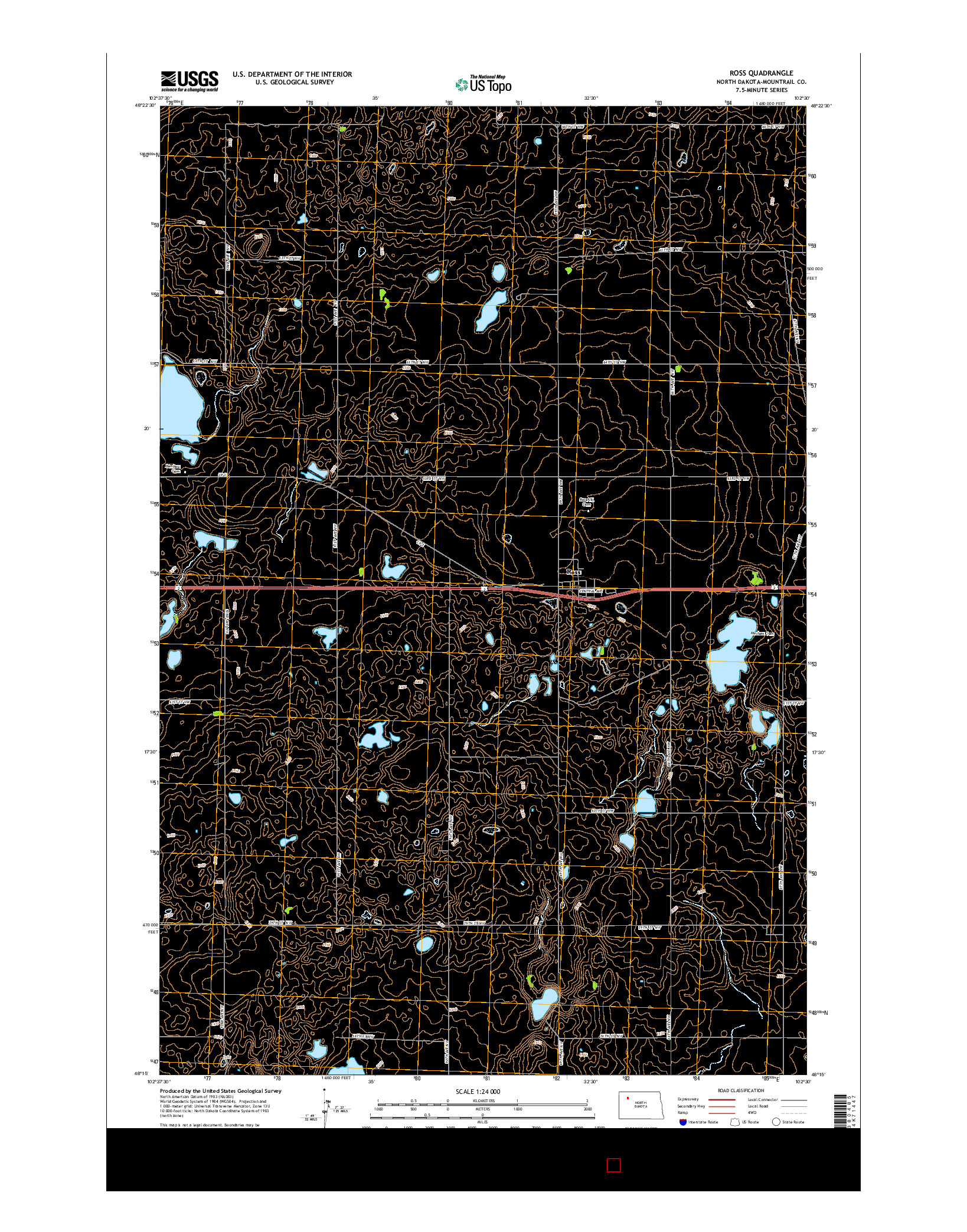 USGS US TOPO 7.5-MINUTE MAP FOR ROSS, ND 2014