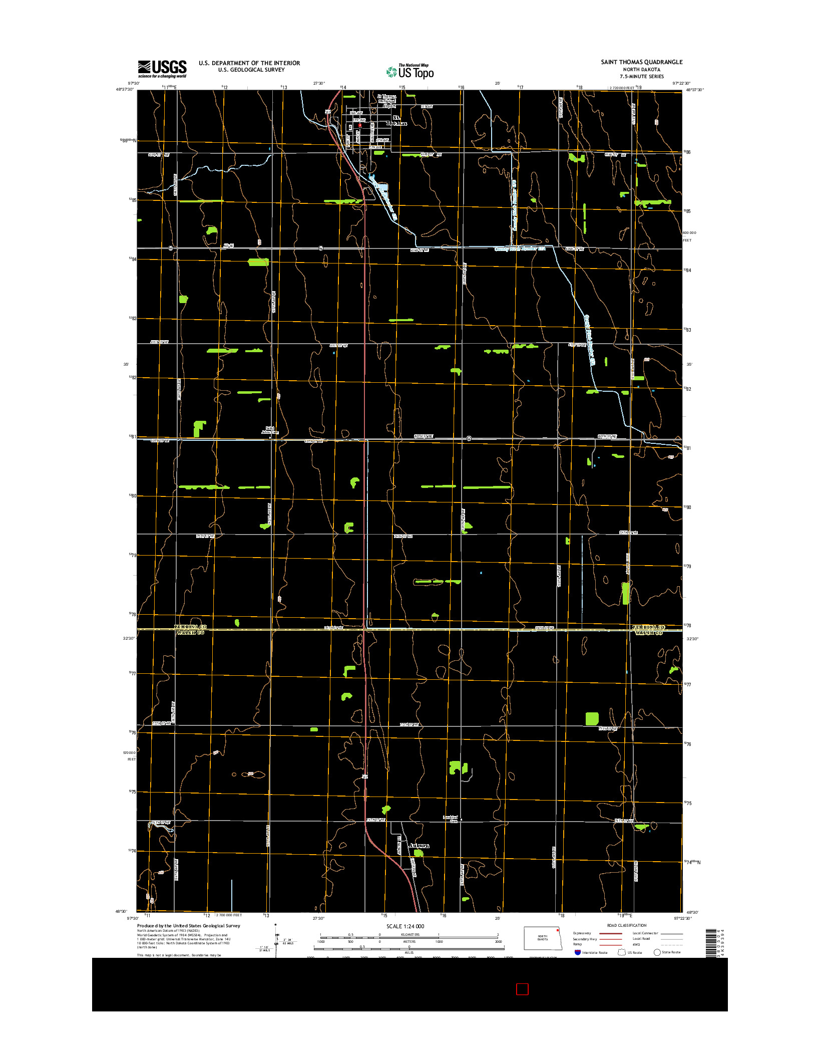 USGS US TOPO 7.5-MINUTE MAP FOR SAINT THOMAS, ND 2014