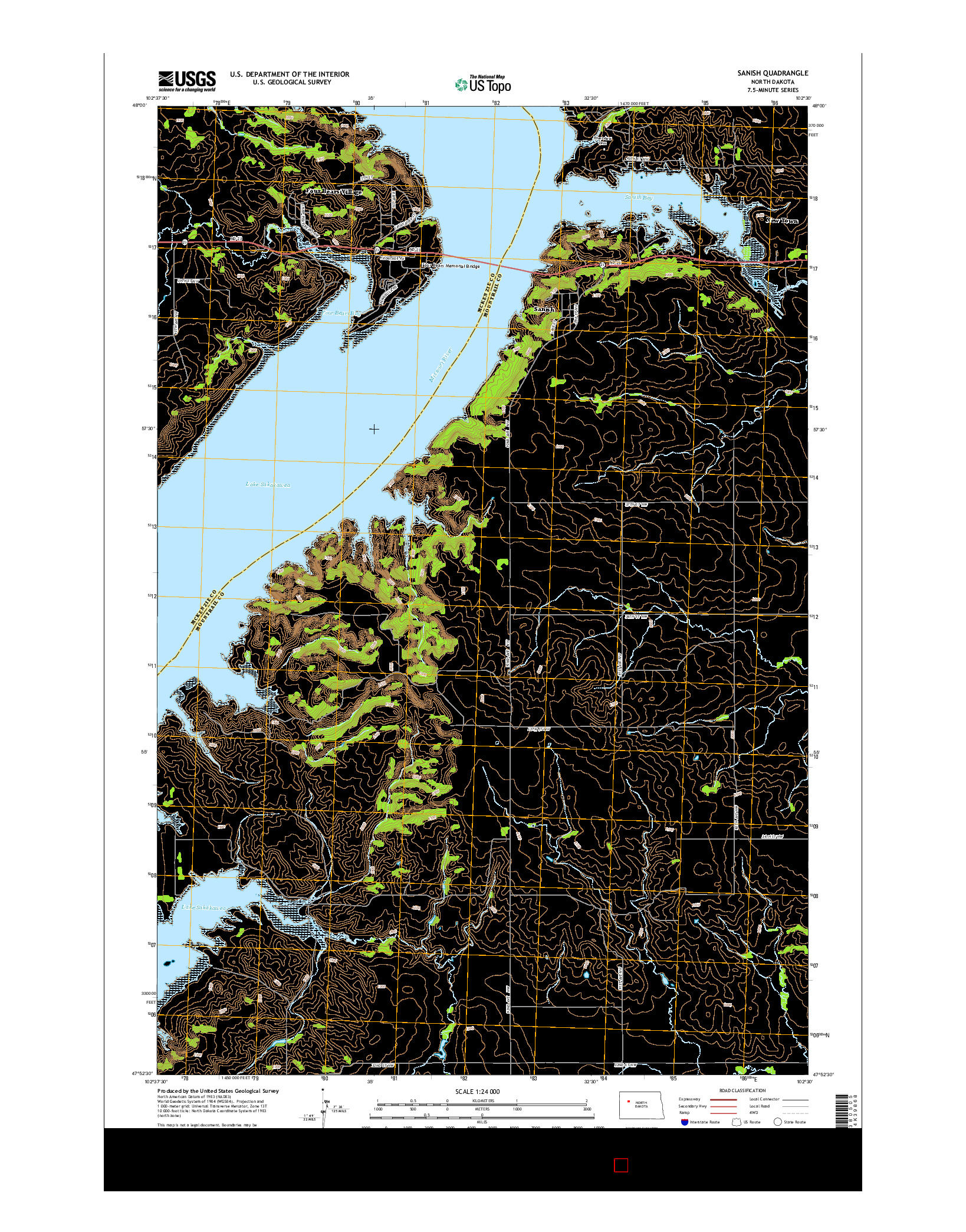 USGS US TOPO 7.5-MINUTE MAP FOR SANISH, ND 2014