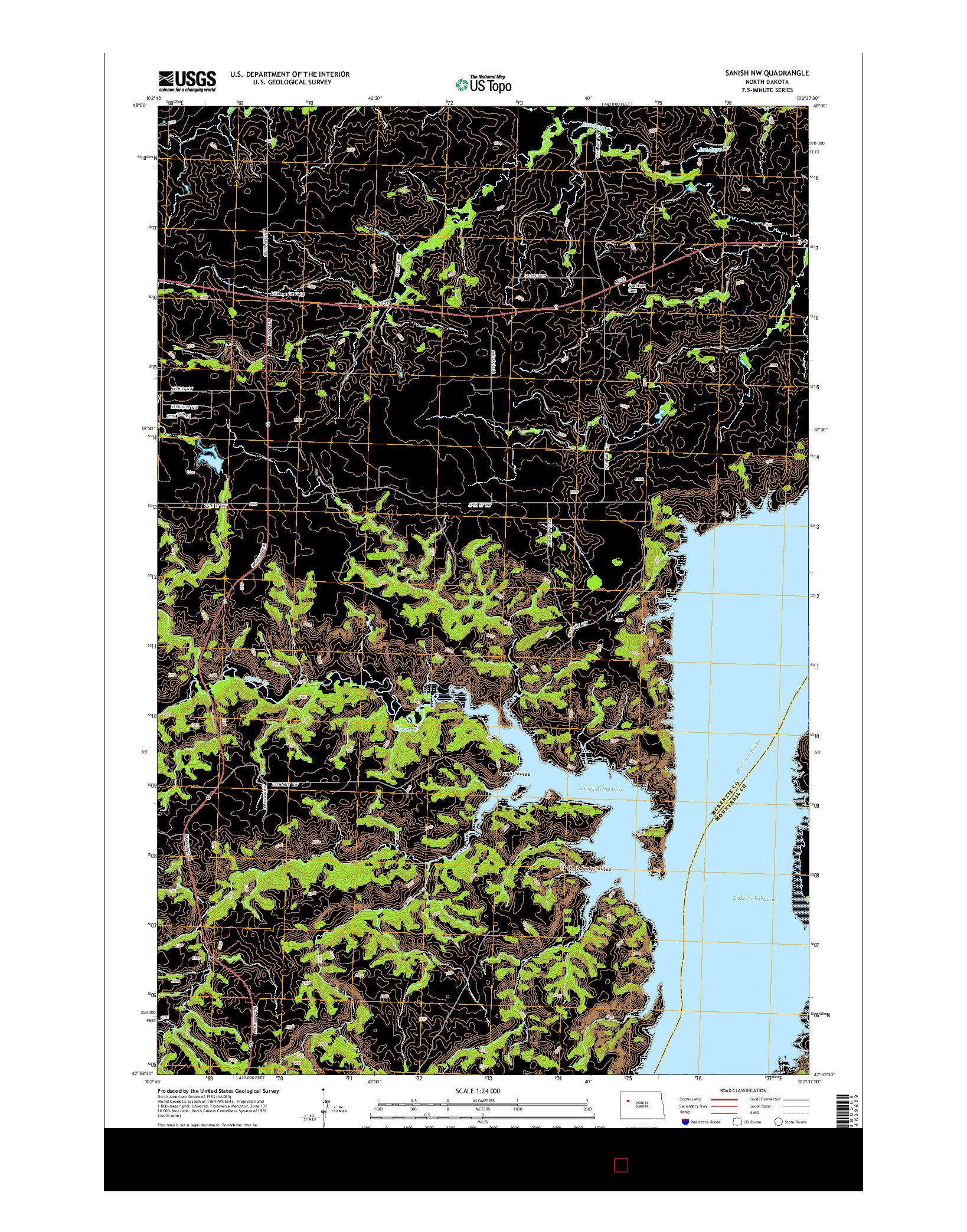 USGS US TOPO 7.5-MINUTE MAP FOR SANISH NW, ND 2014