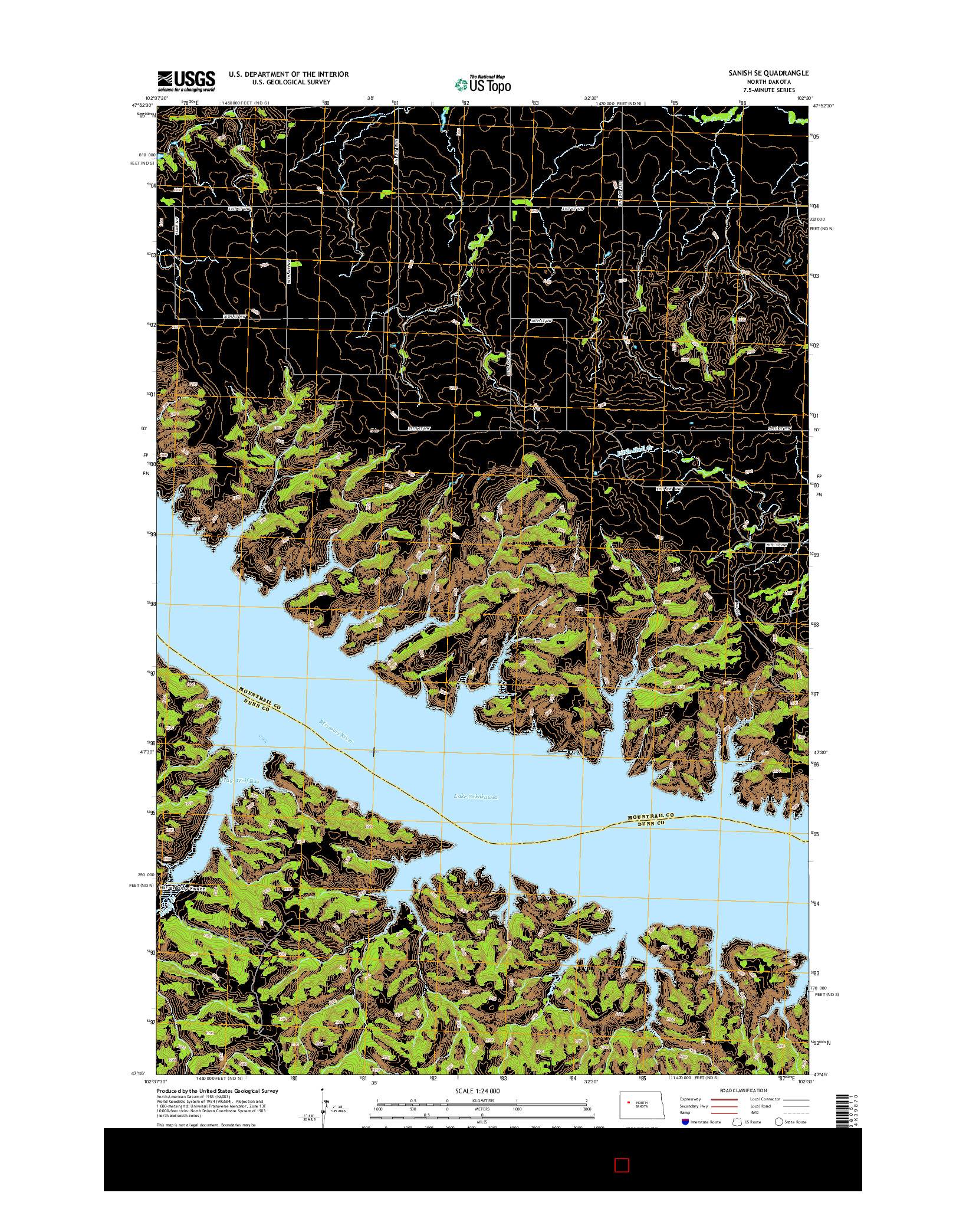 USGS US TOPO 7.5-MINUTE MAP FOR SANISH SE, ND 2014