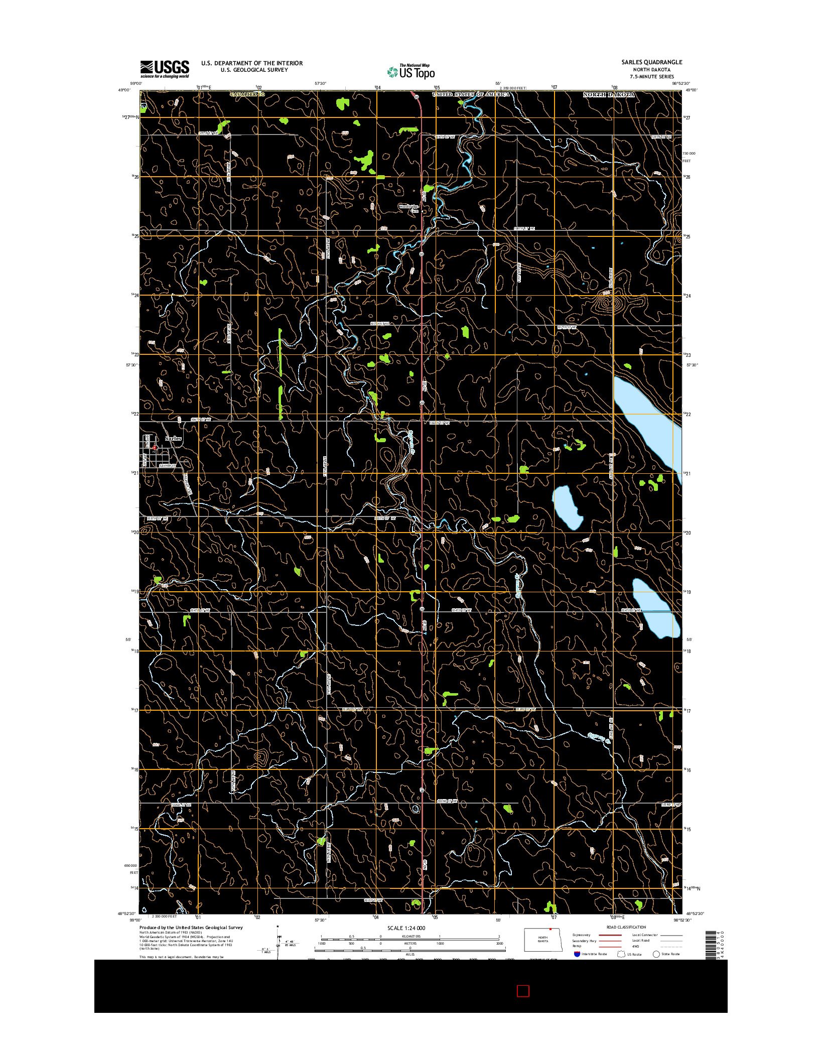 USGS US TOPO 7.5-MINUTE MAP FOR SARLES, ND 2014