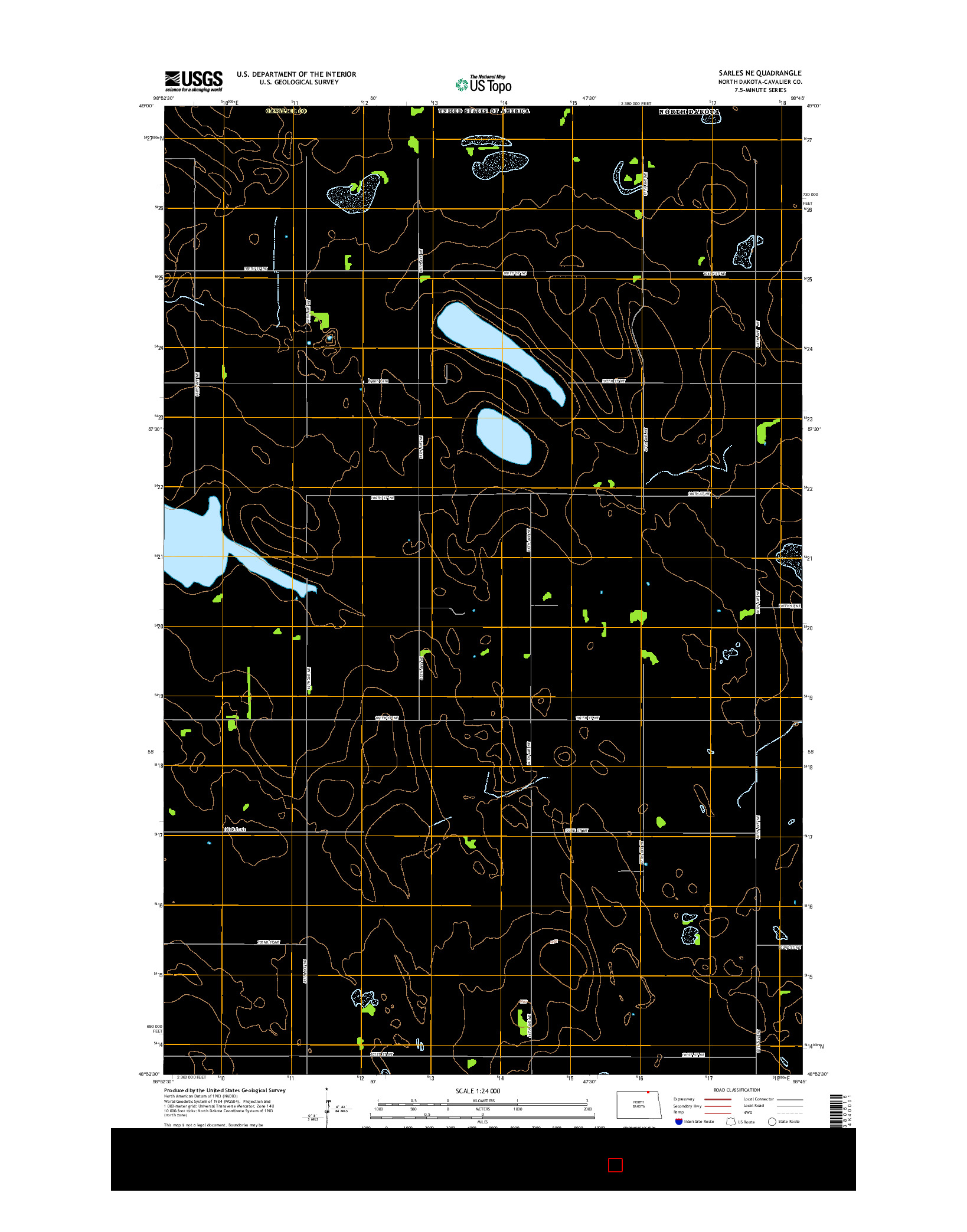 USGS US TOPO 7.5-MINUTE MAP FOR SARLES NE, ND 2014