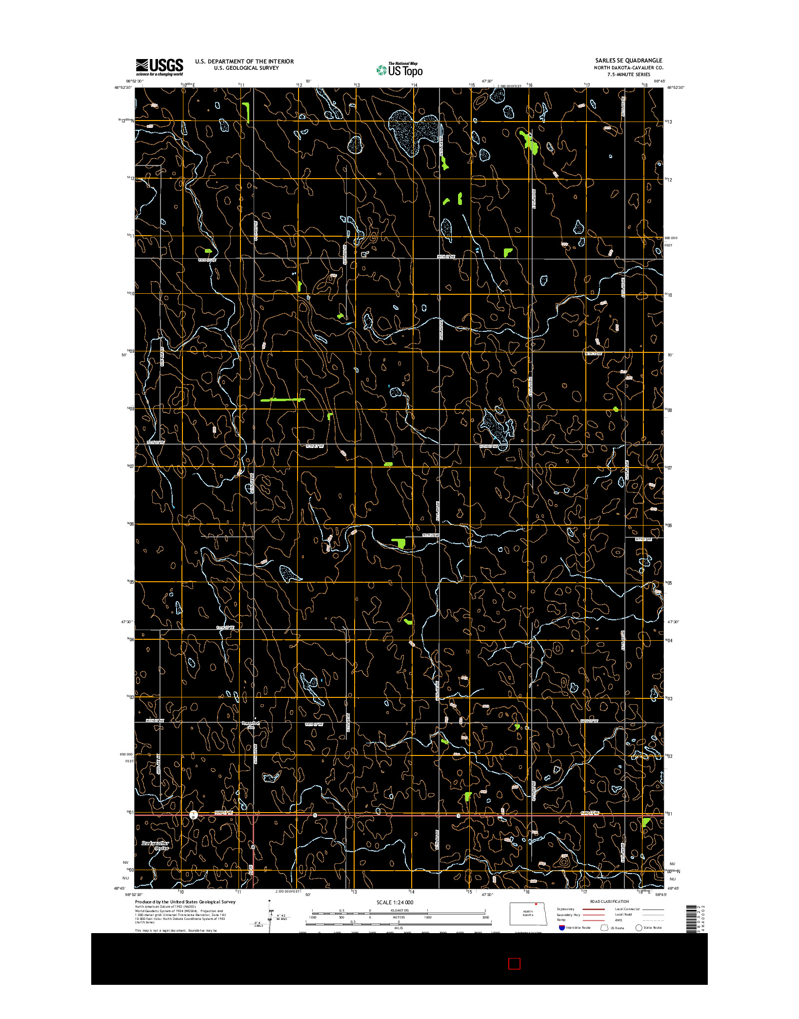 USGS US TOPO 7.5-MINUTE MAP FOR SARLES SE, ND 2014