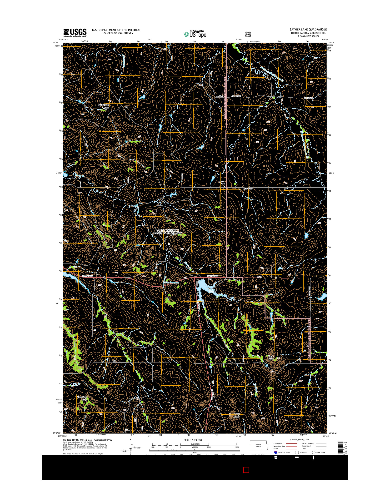 USGS US TOPO 7.5-MINUTE MAP FOR SATHER LAKE, ND 2014