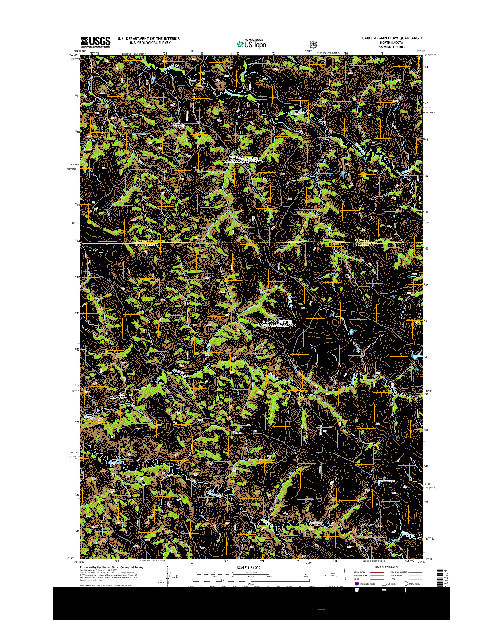 USGS US TOPO 7.5-MINUTE MAP FOR SCAIRT WOMAN DRAW, ND 2014