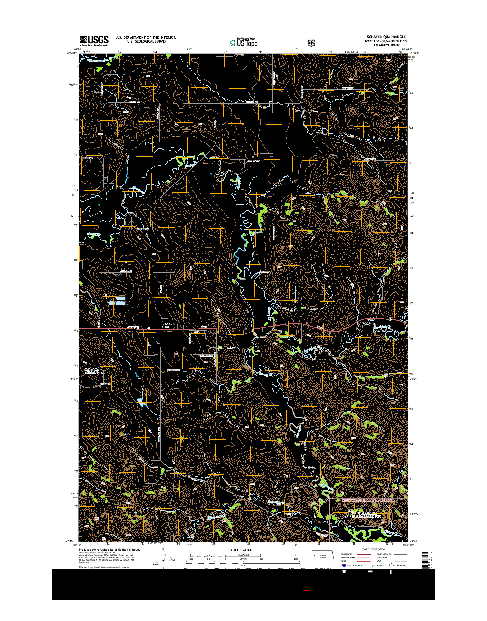 USGS US TOPO 7.5-MINUTE MAP FOR SCHAFER, ND 2014