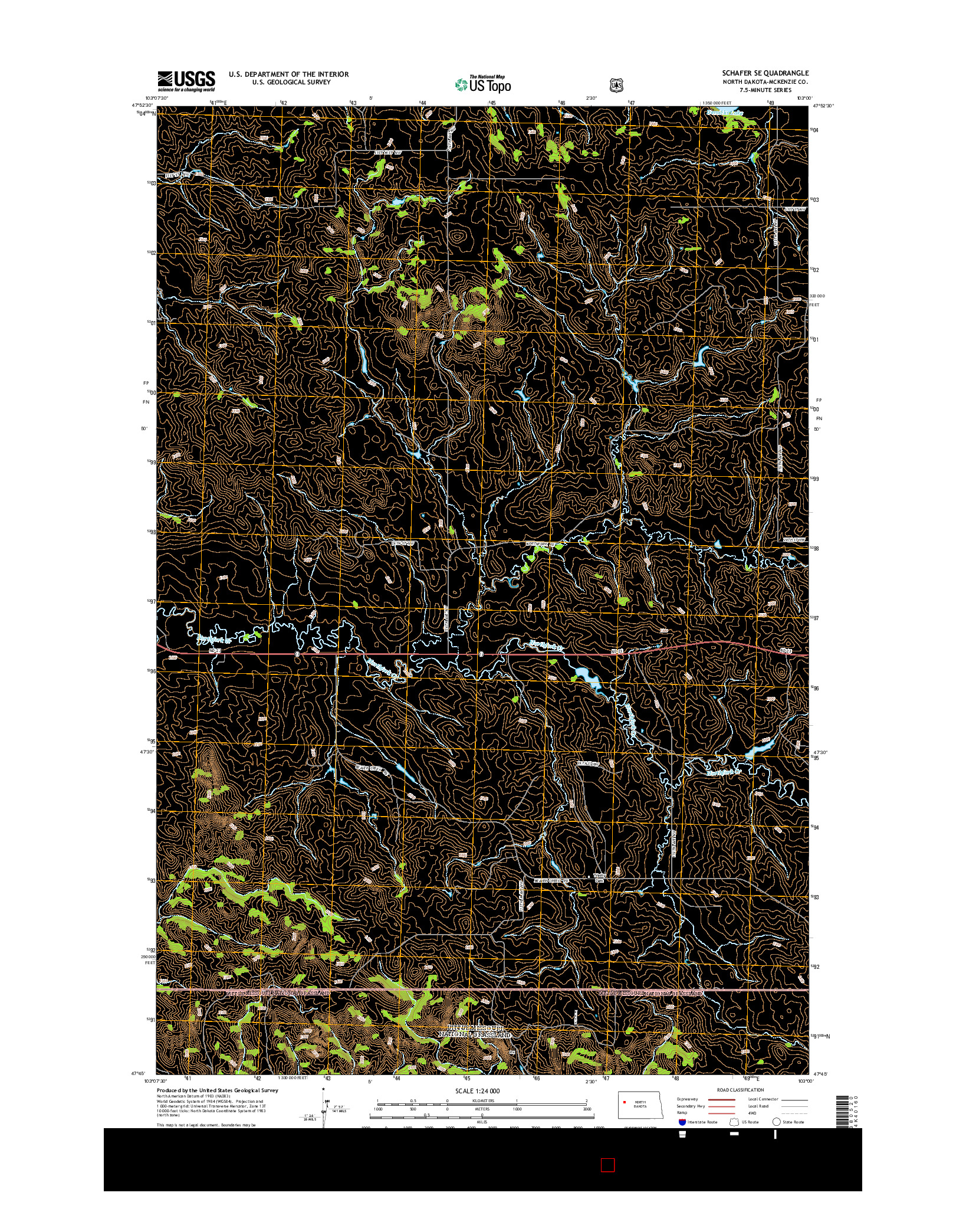 USGS US TOPO 7.5-MINUTE MAP FOR SCHAFER SE, ND 2014