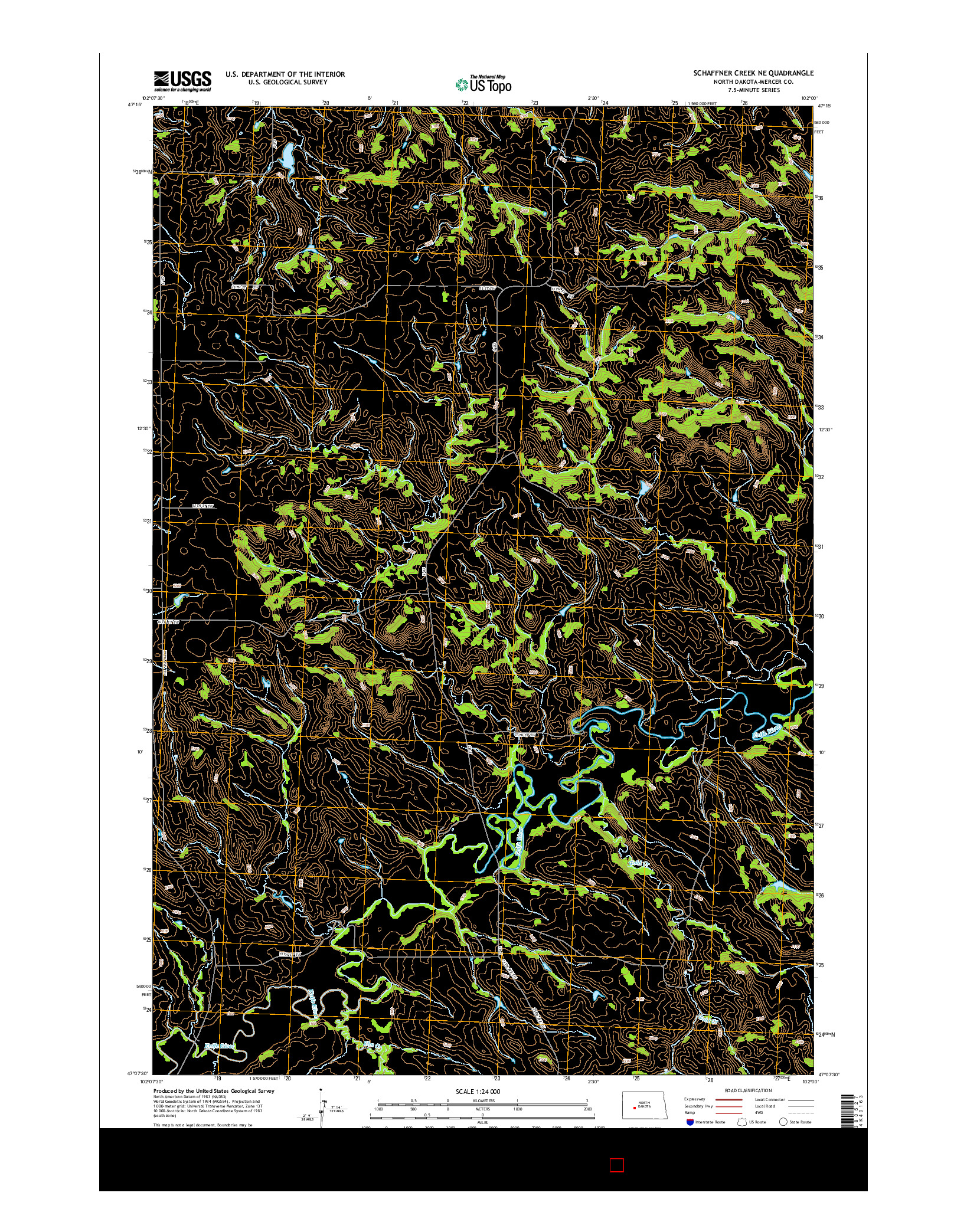USGS US TOPO 7.5-MINUTE MAP FOR SCHAFFNER CREEK NE, ND 2014