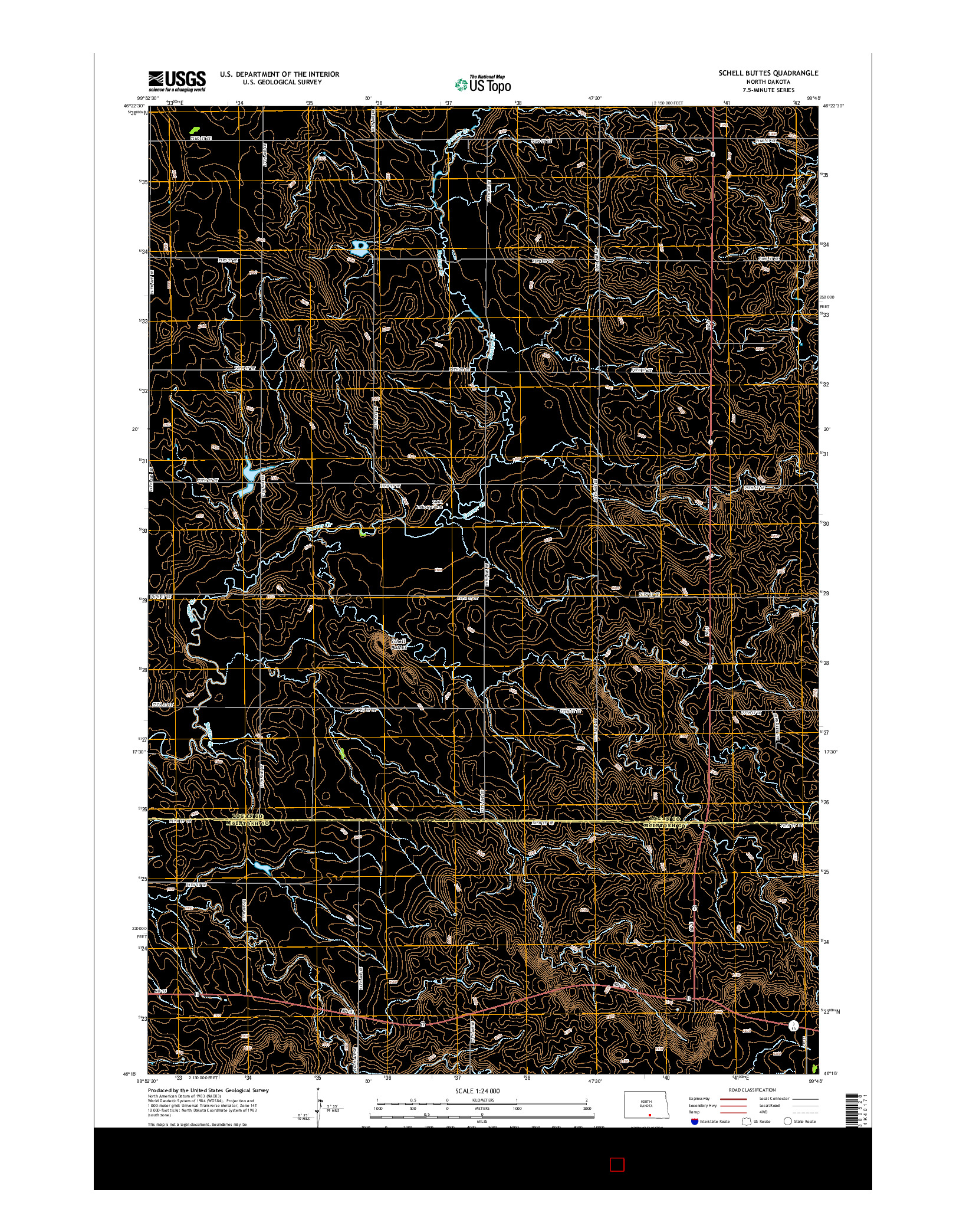 USGS US TOPO 7.5-MINUTE MAP FOR SCHELL BUTTES, ND 2014