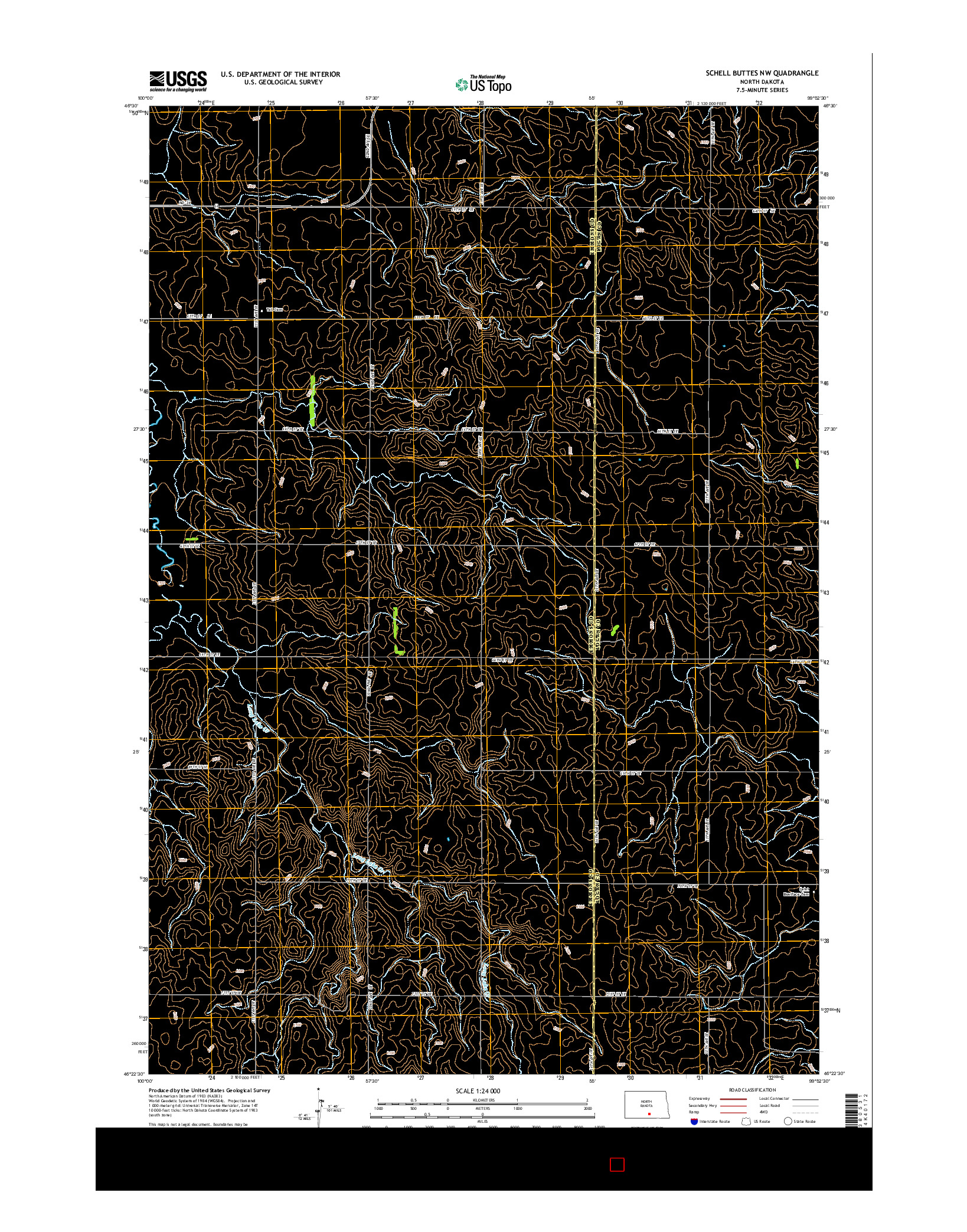 USGS US TOPO 7.5-MINUTE MAP FOR SCHELL BUTTES NW, ND 2014