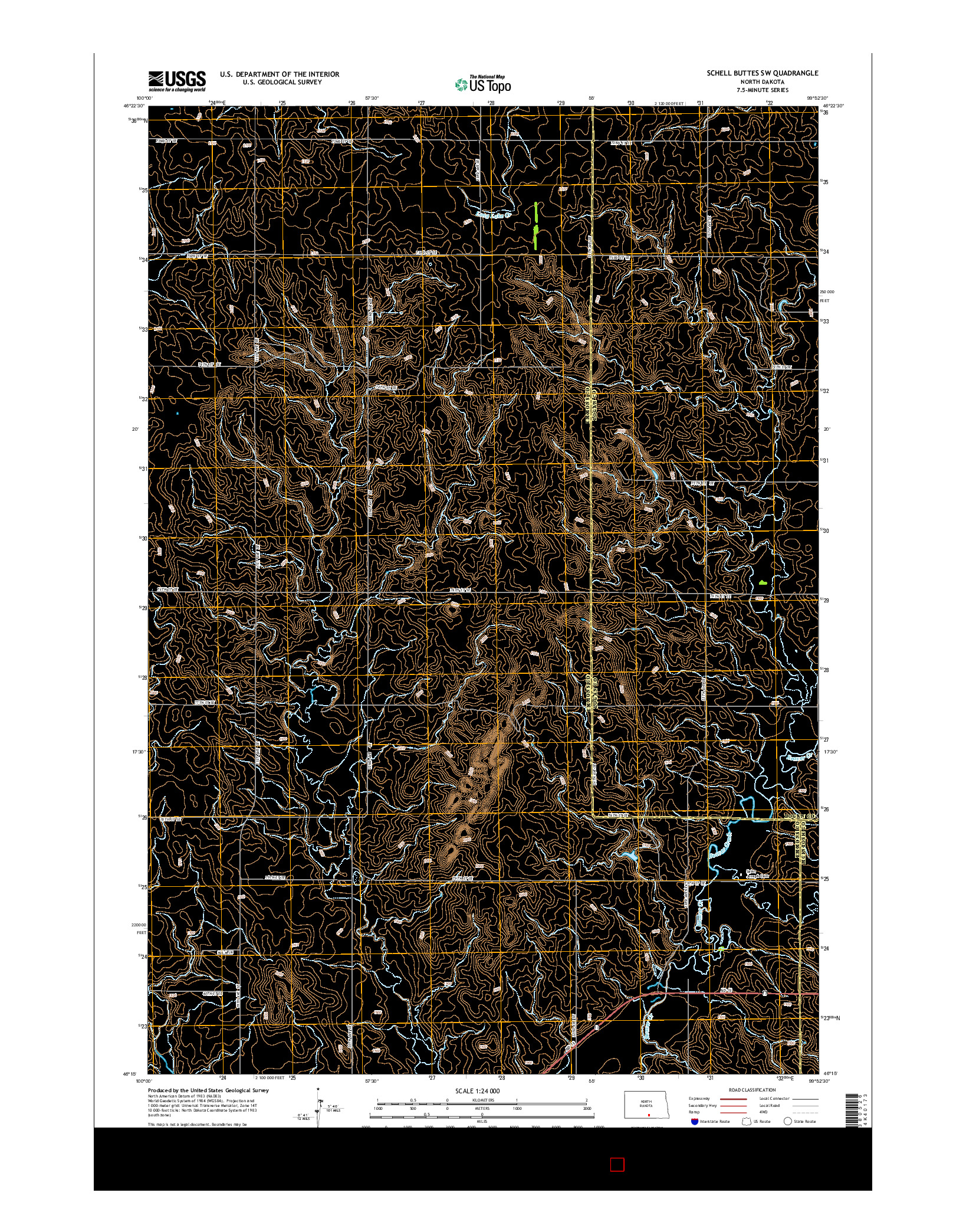 USGS US TOPO 7.5-MINUTE MAP FOR SCHELL BUTTES SW, ND 2014