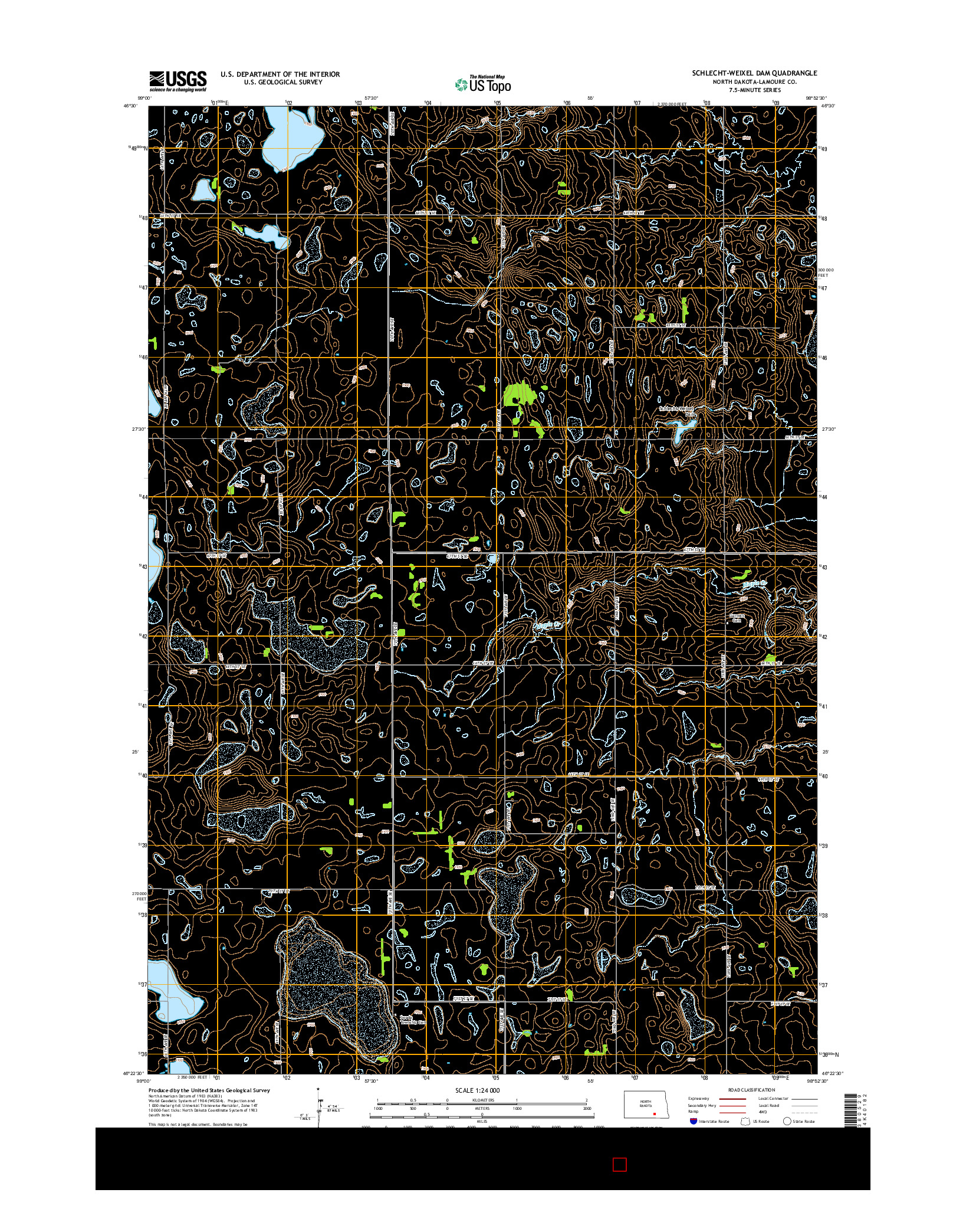 USGS US TOPO 7.5-MINUTE MAP FOR SCHLECHT-WEIXEL DAM, ND 2014
