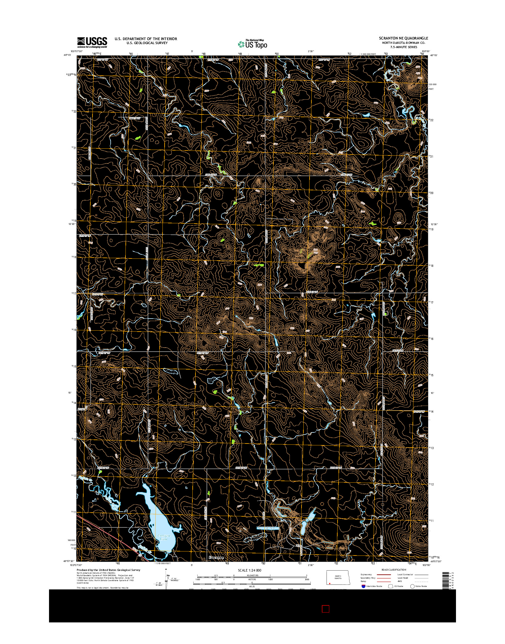 USGS US TOPO 7.5-MINUTE MAP FOR SCRANTON NE, ND 2014