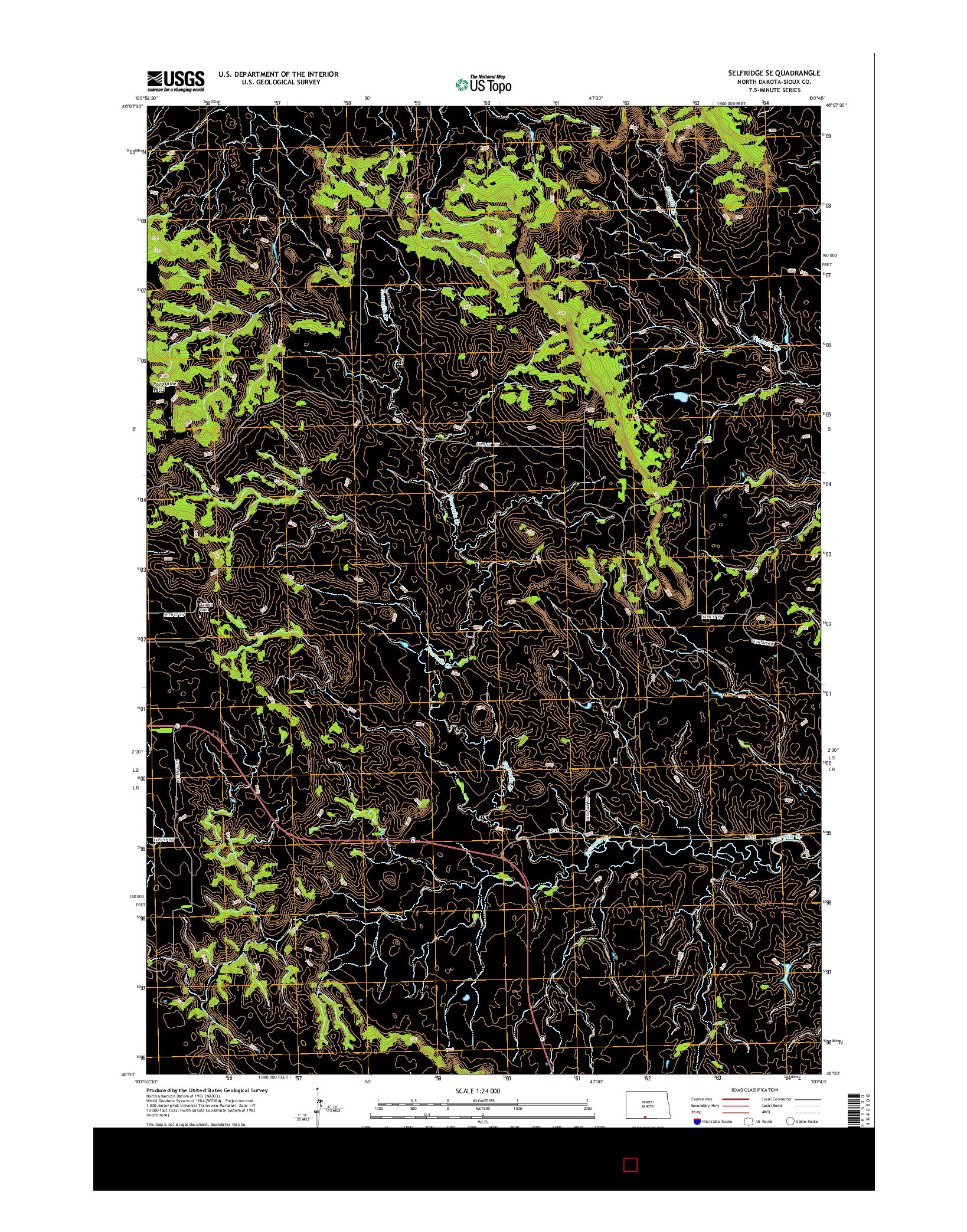 USGS US TOPO 7.5-MINUTE MAP FOR SELFRIDGE SE, ND 2014